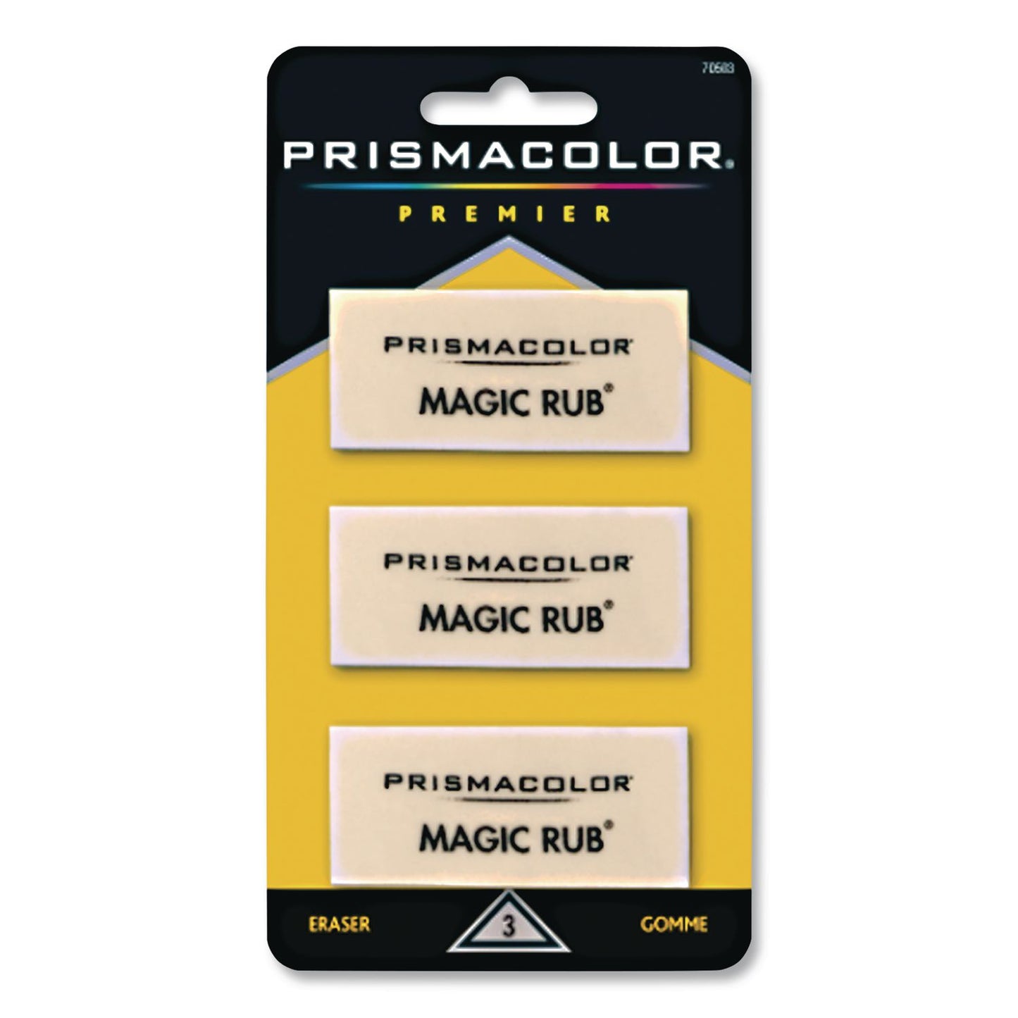 MAGIC RUB ERASER, FOR PENCIL/INK MARKS, RECTANGULAR BLOCK, MEDIUM, OFF WHITE, 3/PACK