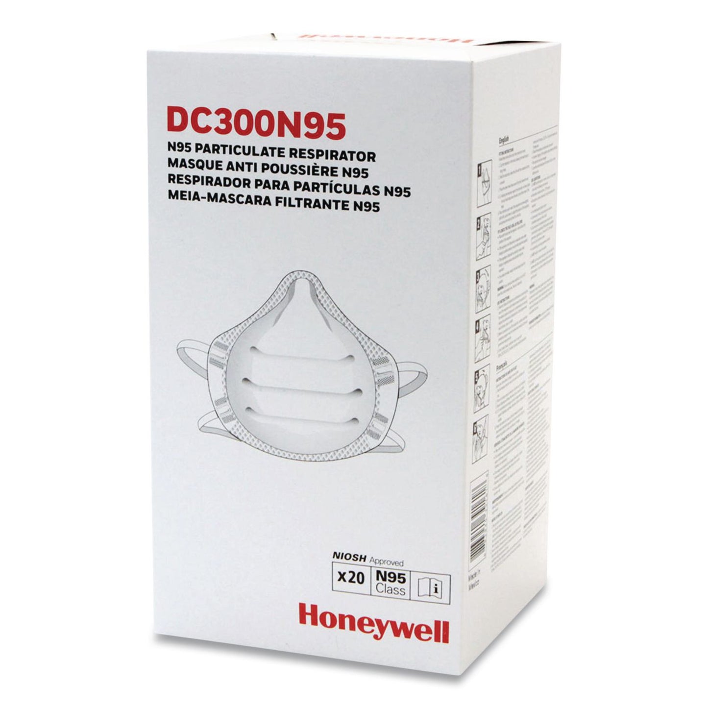 ONE-Fit N95 Single-Use Molded-Cup Particulate Respirator, One Size Fits Most, White, 10/Pack