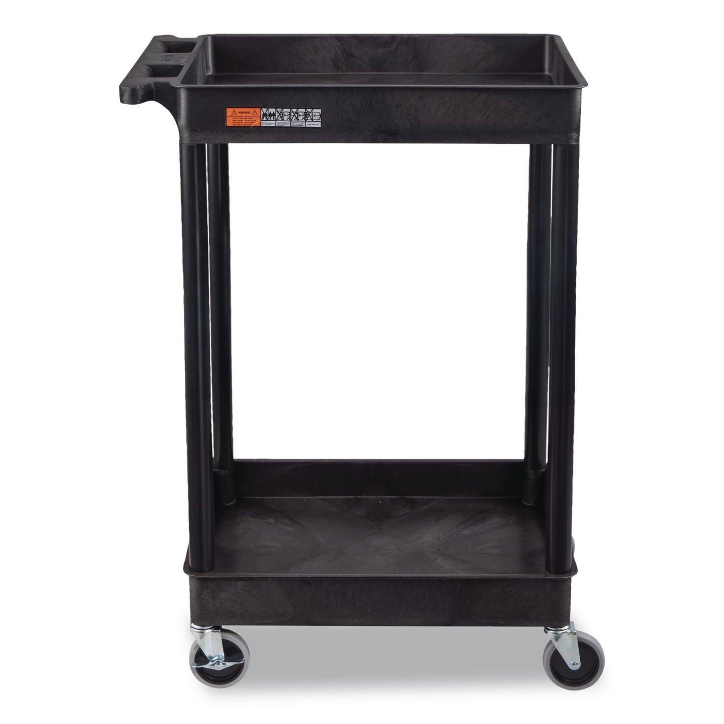 ENDURA Two-Shelf Utility Cart, Plastic, 300 lb Capacity, 26.5" x 18.5" x 37.5", Black