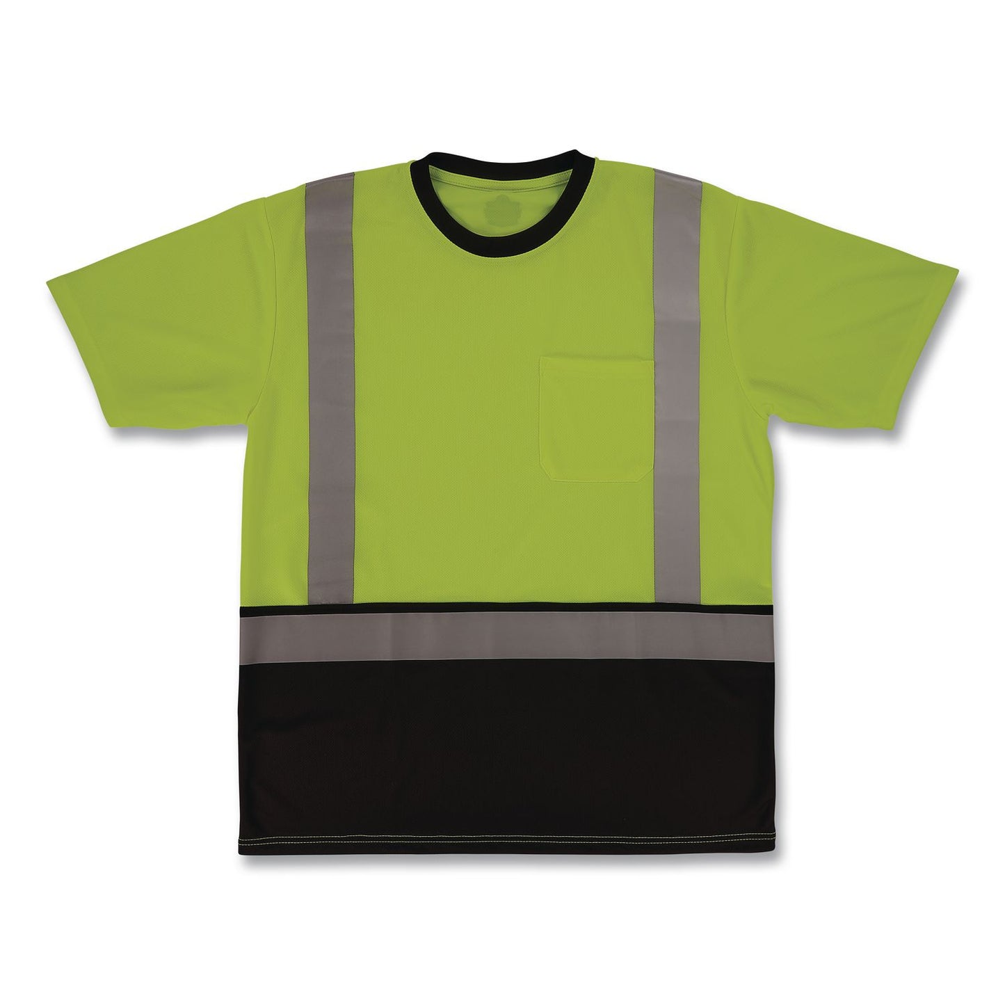 GloWear 8286BK Class 2 Essential Hi-Vis T-Shirt with Black Bottom, X-Small, Lime