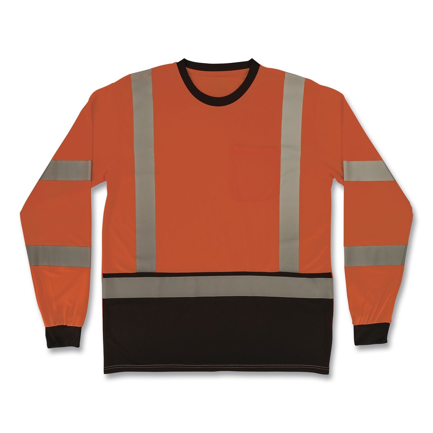 GloWear 8369BK Class 3 Essential Hi-Vis Long Sleeve T-Shirt with Black Bottom, 2X-Large, Orange