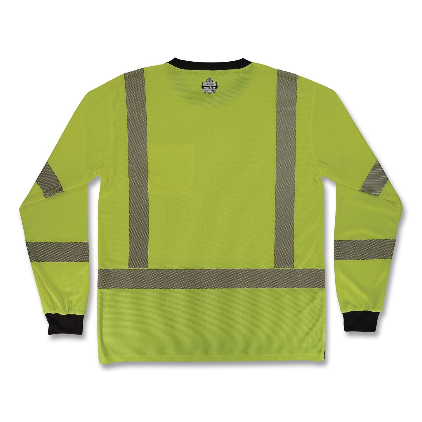 GloWear 8371BK Class 3 Performance Hi-Vis Long Sleeve T-Shirt with Black Bottom, Large, Lime