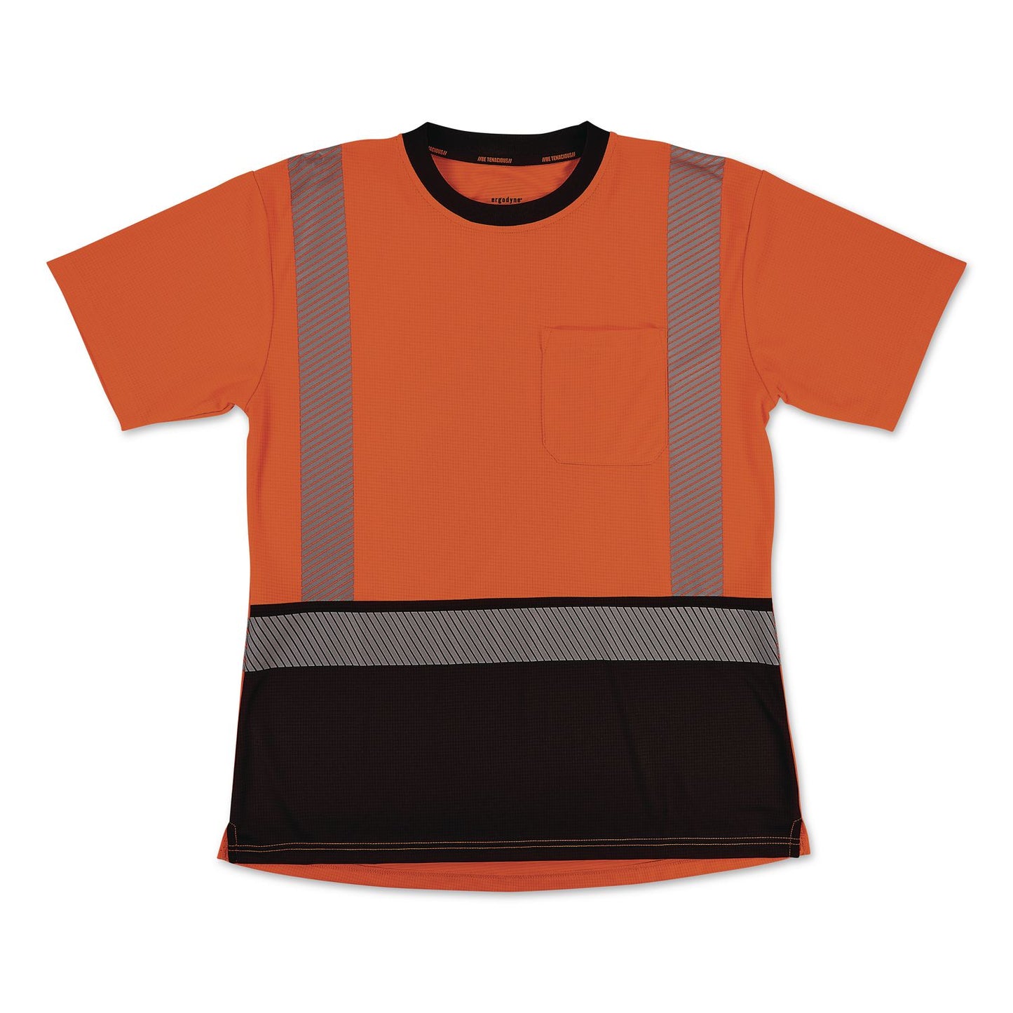 GloWear 8276BK Class 2 Women's Performance Hi-Vis T-Shirt with Black Bottom, Medium, Orange