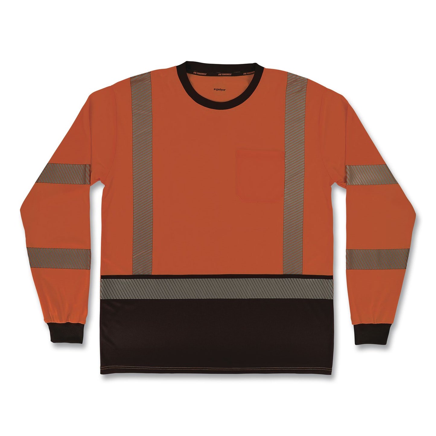 GloWear 8371BK Class 3 Performance Hi-Vis Long Sleeve T-Shirt with Black Bottom, 3X-Large, Orange
