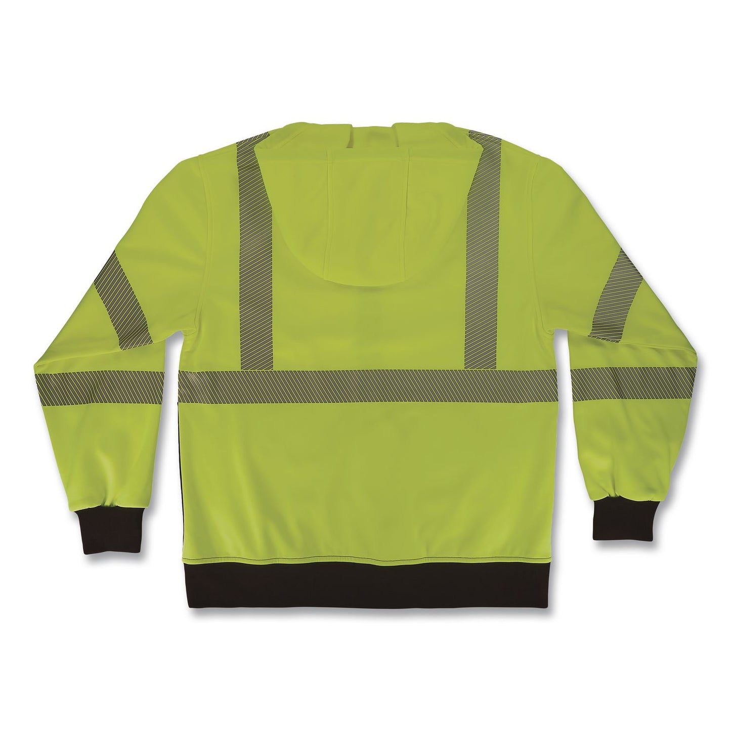GloWear 8318BK Class 3 Performance Hi-Vis Hooded Zip-Up Sweatshirt with Black Bottom, Large, Lime