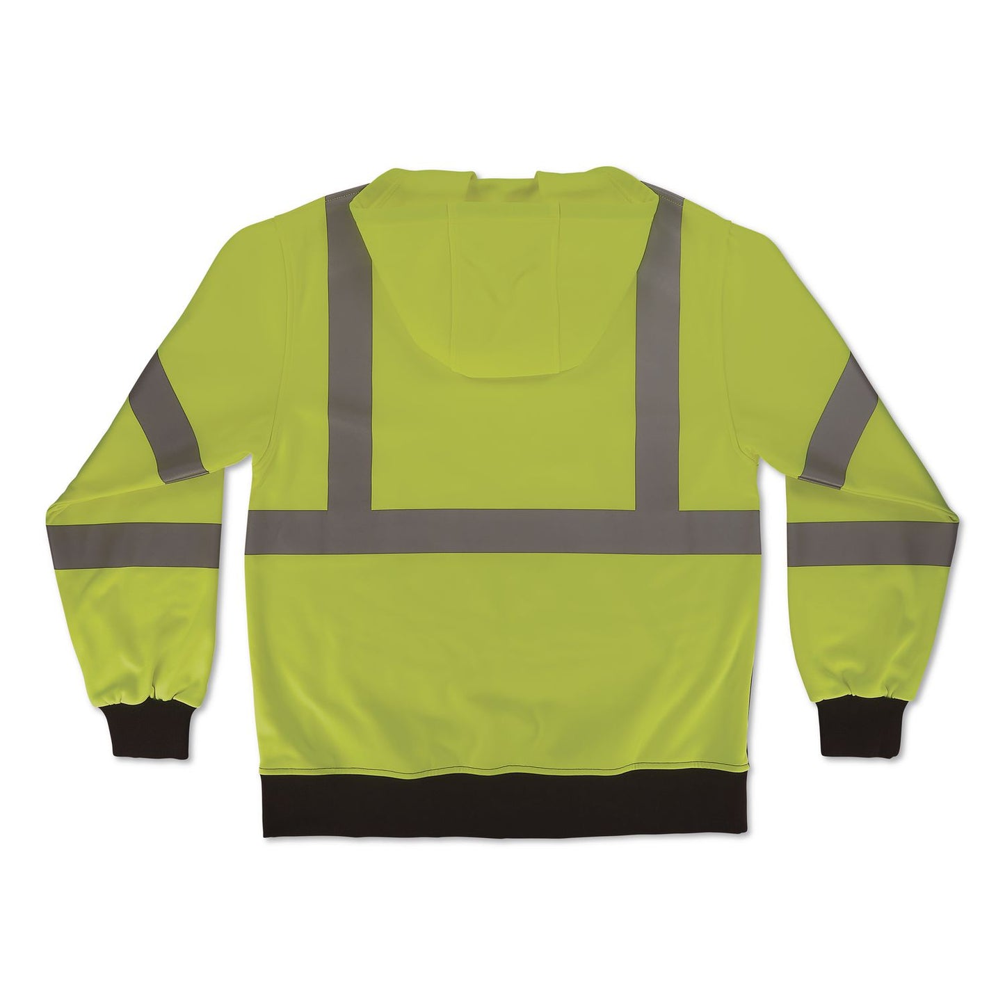 GloWear 8312BK Class 3 Essential Hi-Vis Hooded Zip-Up Sweatshirt with Black Bottom, 3X-Large, Lime