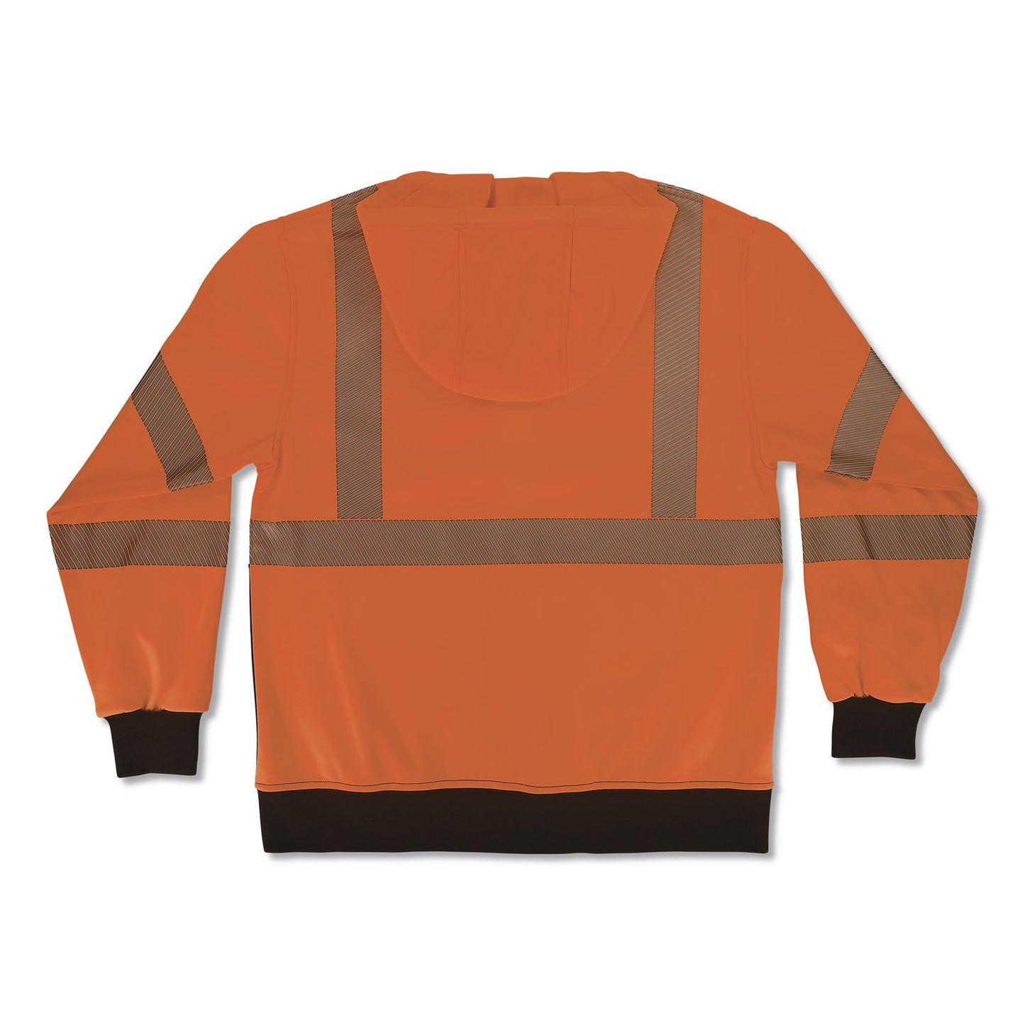 GloWear 8318BK Class 3 Performance Hi-Vis Hooded Zip-Up Sweatshirt with Black Bottom, Large, Orange