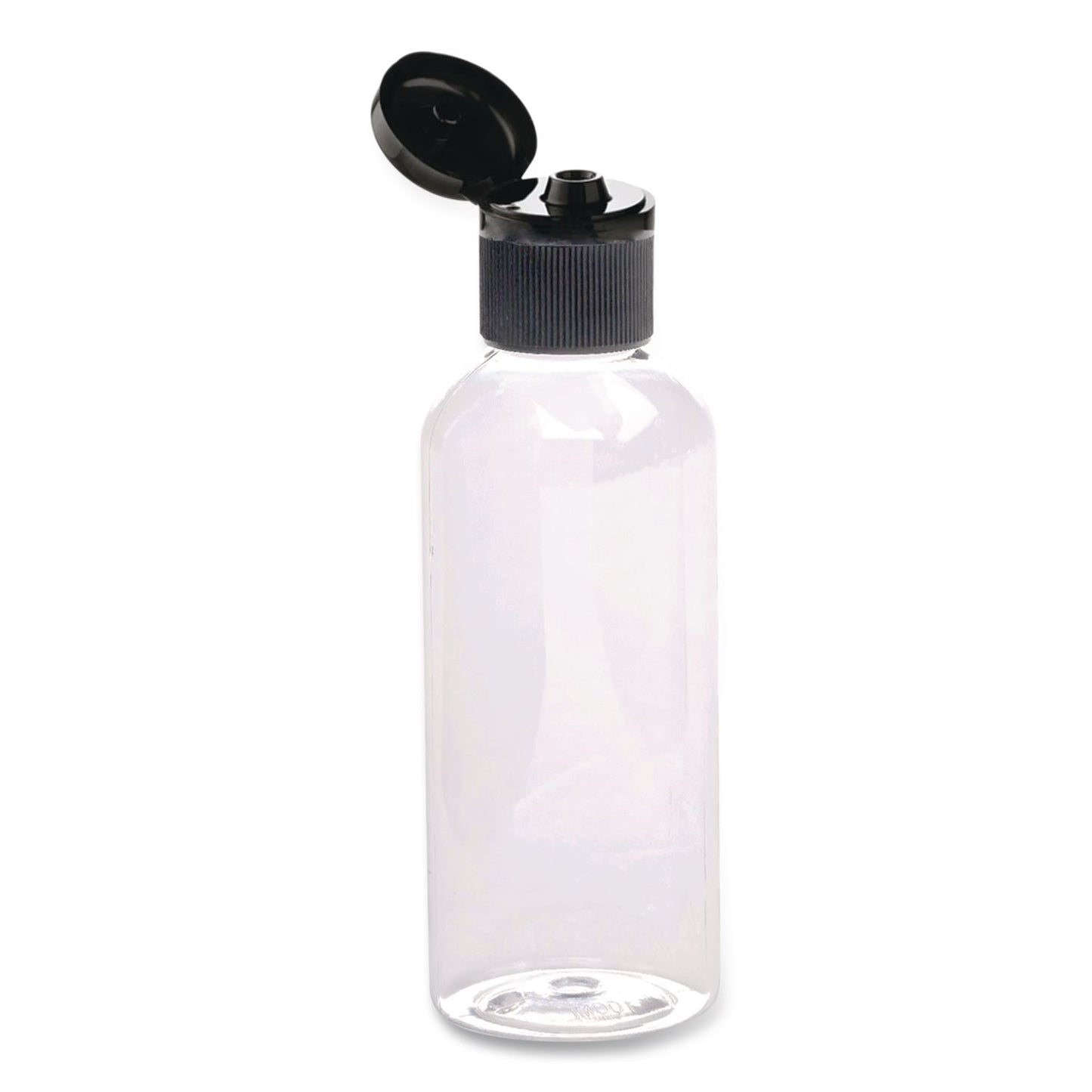 Flip-Top Travel Toiletry Bottle, Clear with Black Cap