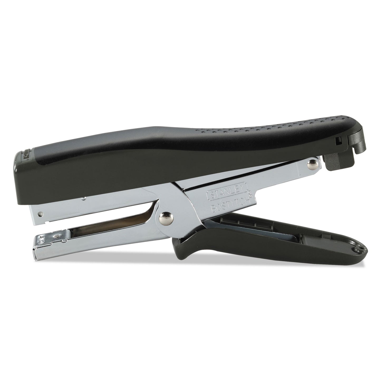 B8 Xtreme Duty Plier Stapler, Soft Rubber Handle, 45-Sheet Capacity, 0.25" to 0.38" Staples, 2.5" Throat, Black/Charcoal Gray