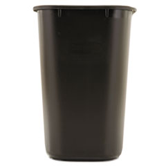 Deskside Plastic Wastebasket, 7 gal, Plastic, Black