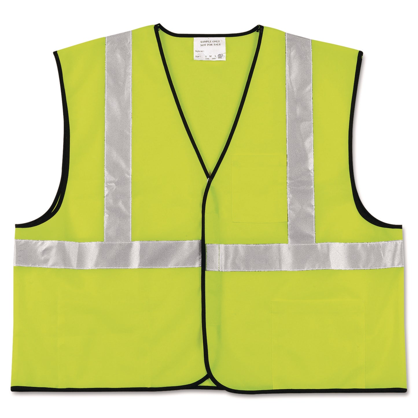 Class 2 Safety Vest, Polyester, X-Large, Fluorescent Lime with Silver Stripe