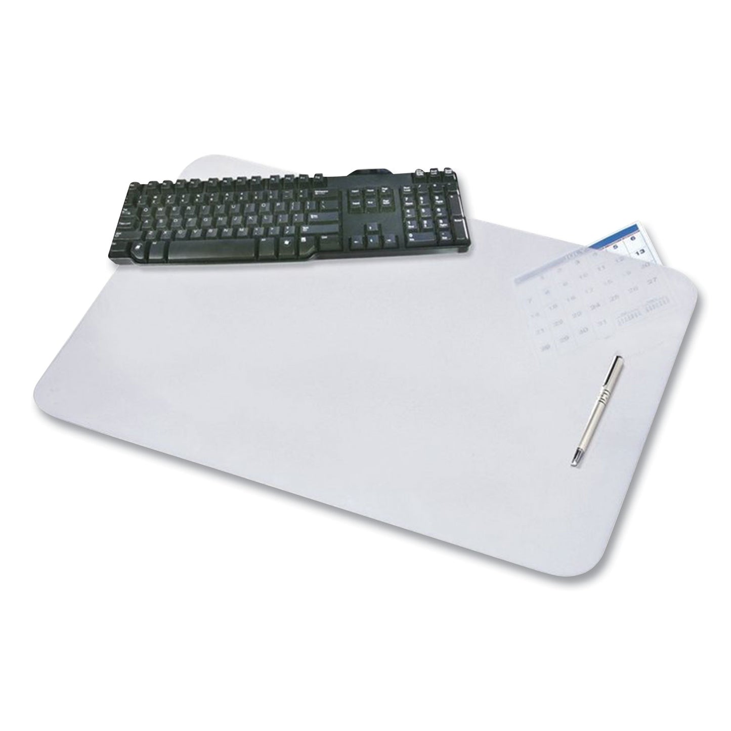 KrystalView Desk Pad with Antimicrobial Protection, 17" x 12", Frosted Finish, Clear