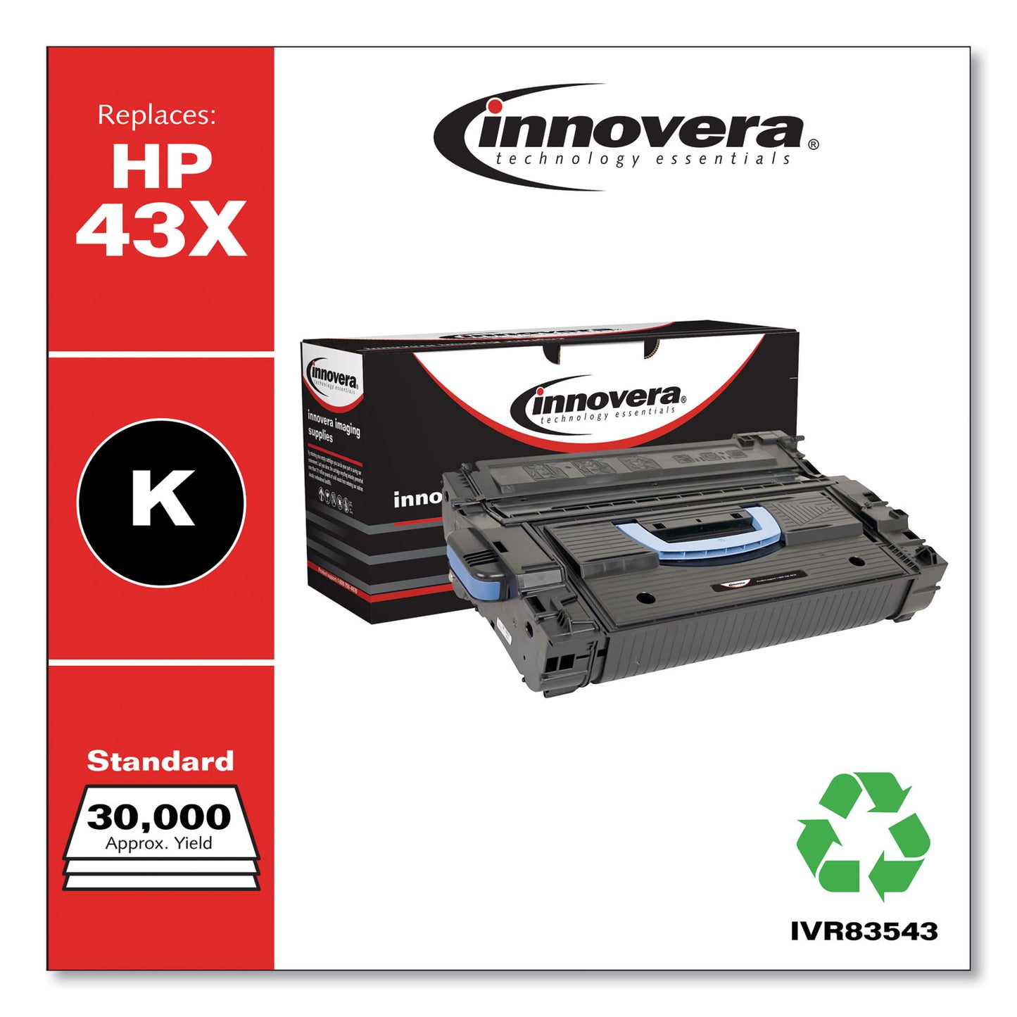 Remanufactured Black High-Yield Toner, Replacement for 43X (C8543X), 30,000 Page-Yield