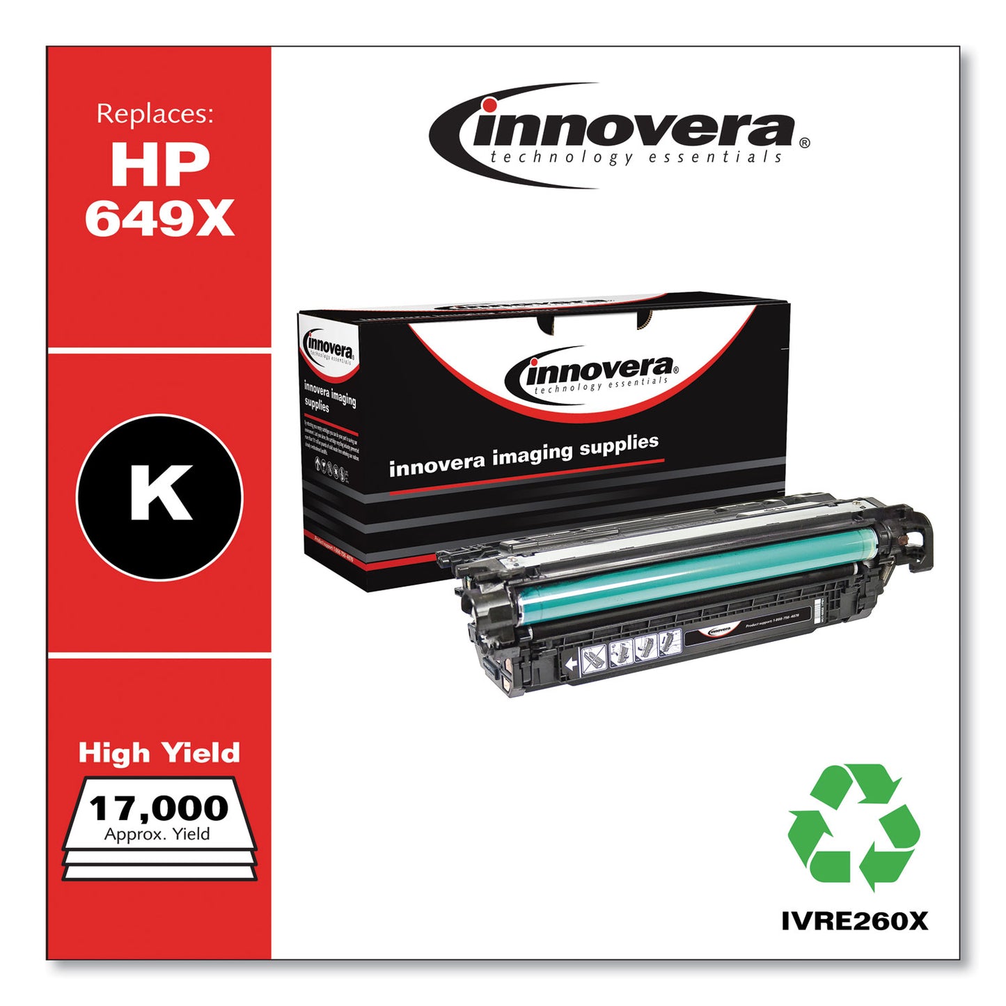 Remanufactured Black High-Yield Toner, Replacement for 649X (CE260X), 17,000 Page-Yield