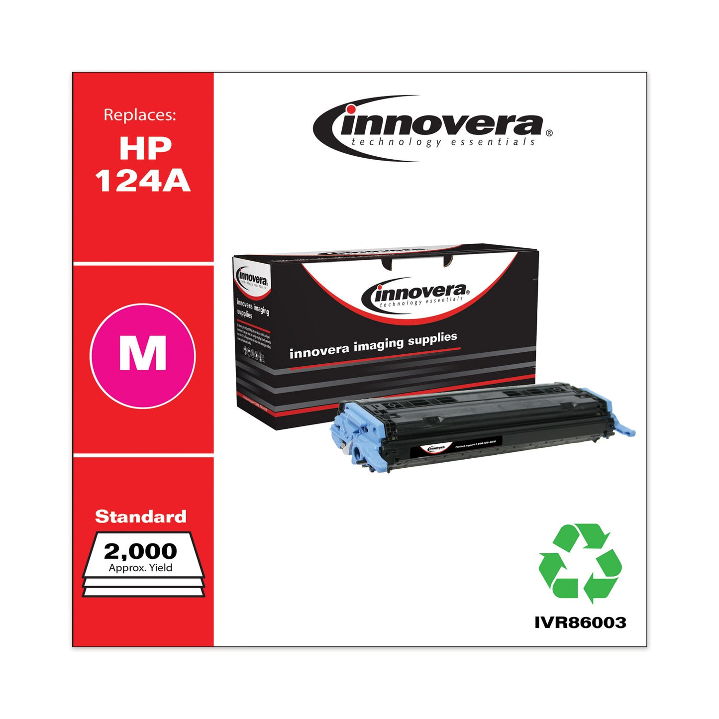 Remanufactured Magenta Toner, Replacement for 124A (Q6003A), 2,000 Page-Yield