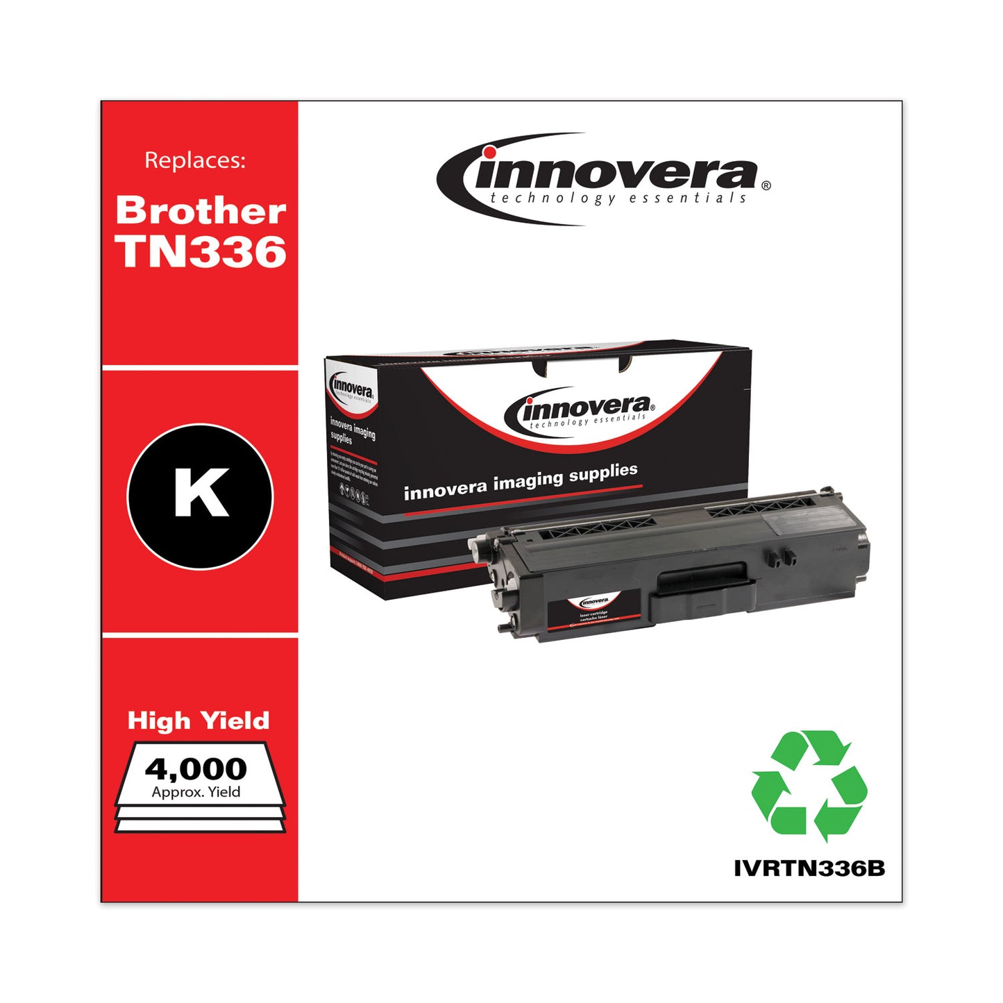 Remanufactured Black High-Yield Toner, Replacement for TN336BK, 4,000 Page-Yield