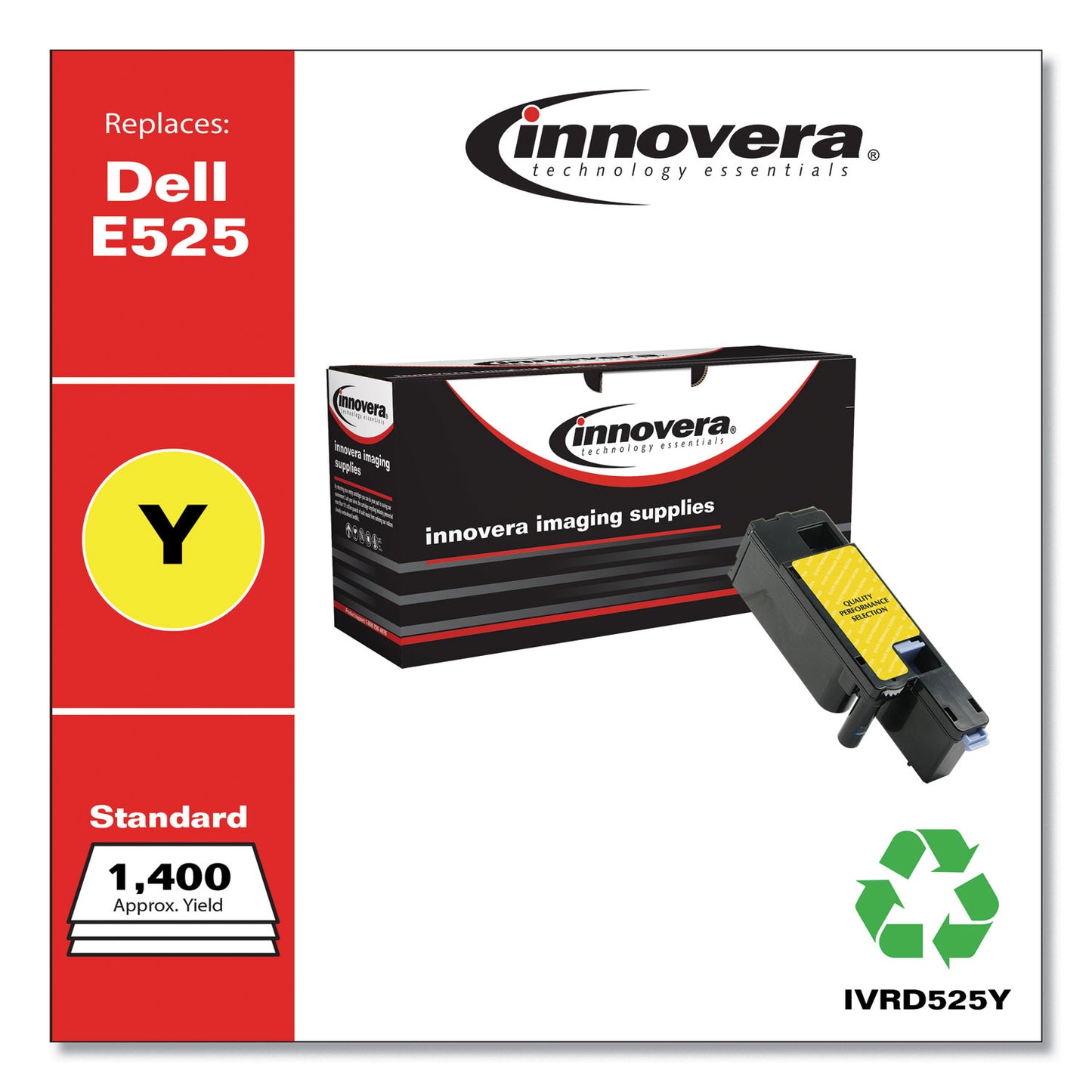 Remanufactured Yellow Toner, Replacement for 593-BBJW, 1,400 Page-Yield