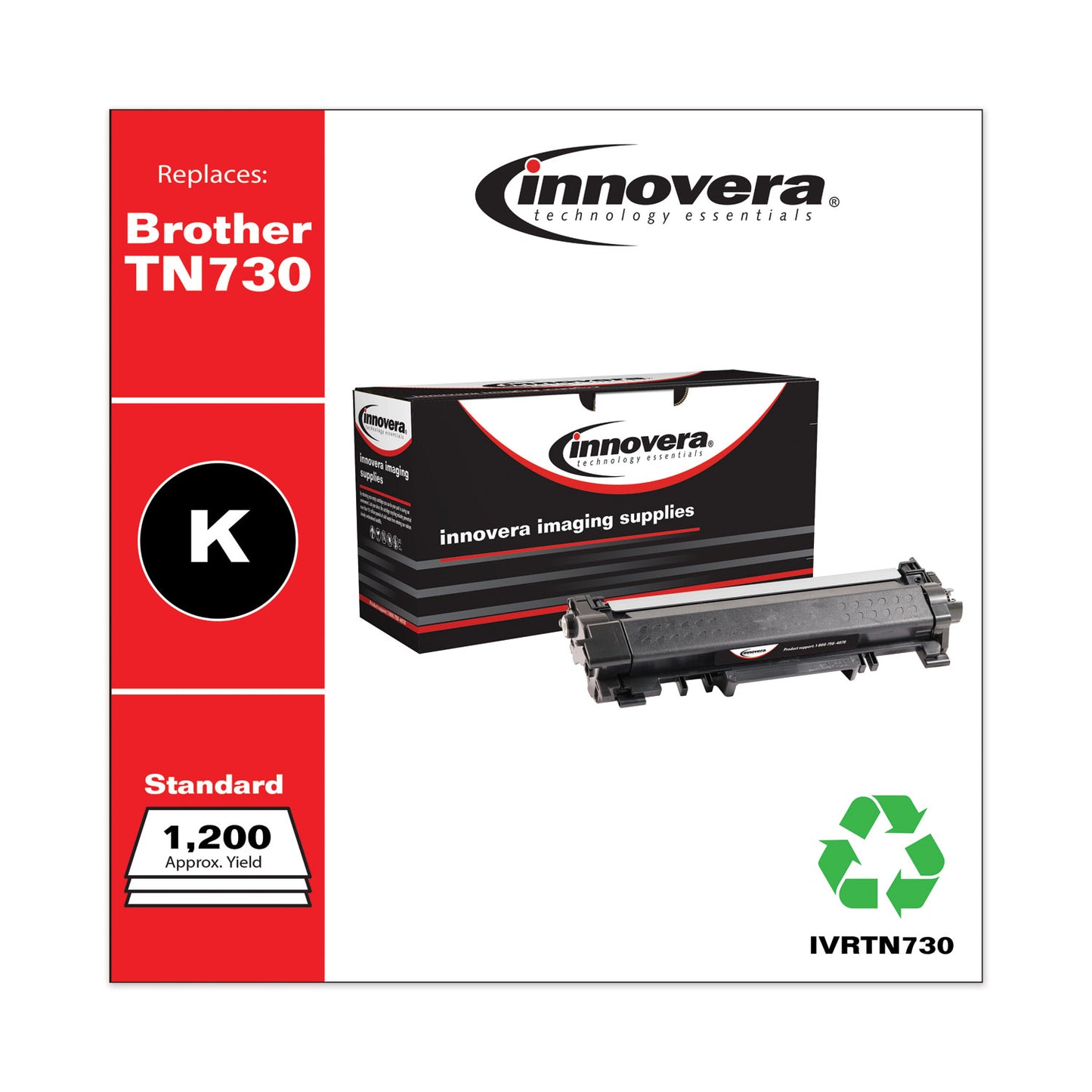 Remanufactured Black Toner, Replacement for TN730, 1,200 Page-Yield