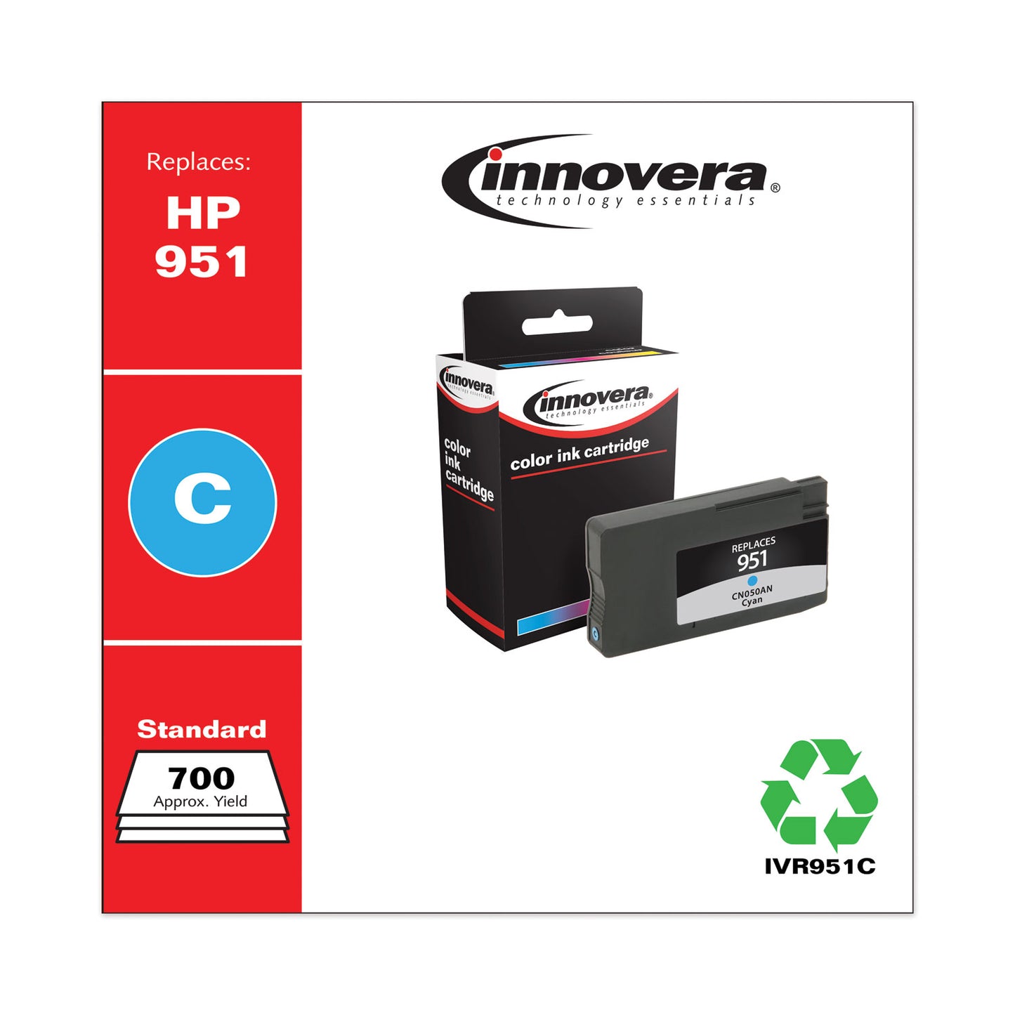 Remanufactured Cyan Ink, Replacement for 951 (CN050AN), 700 Page-Yield