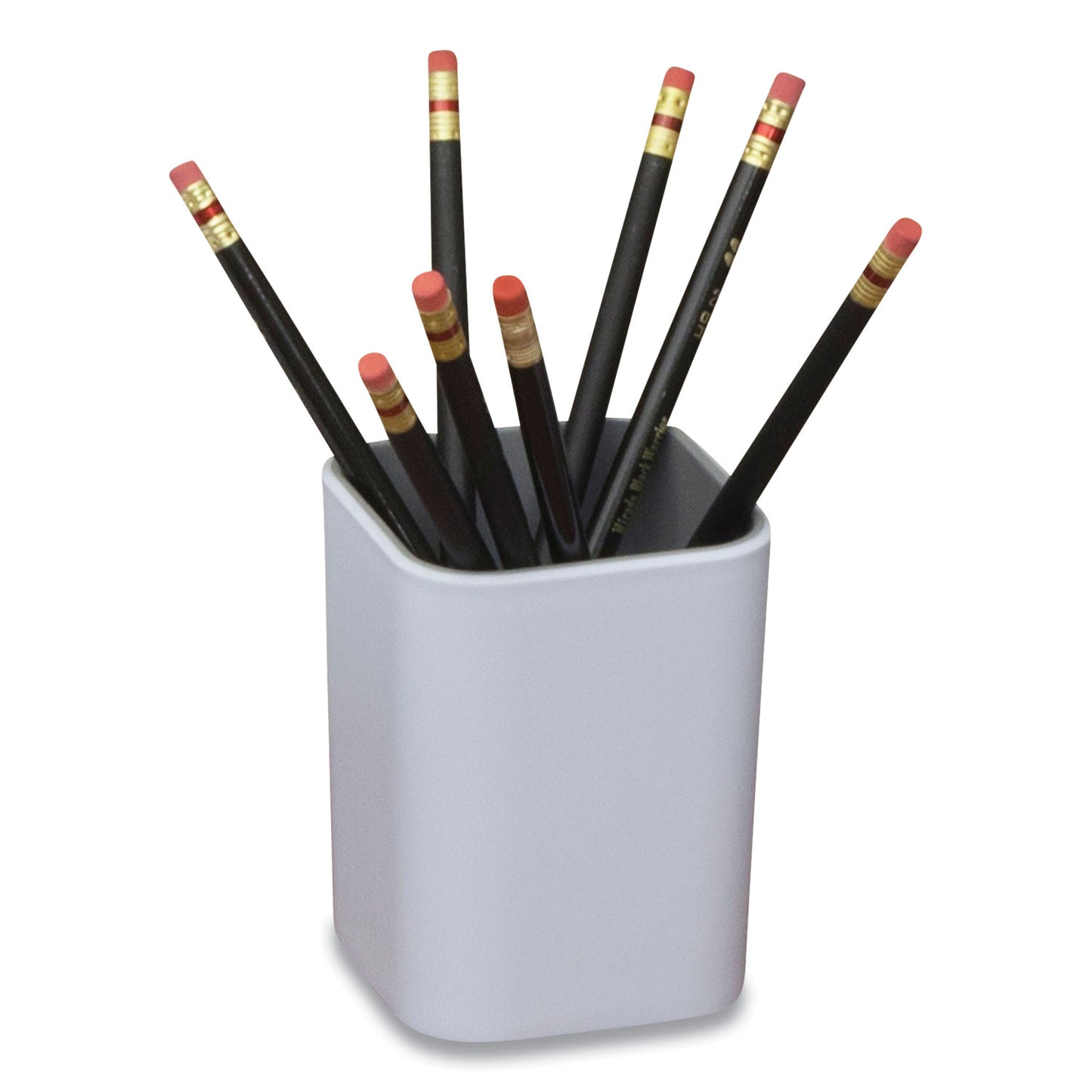 Fusion Pencil Cup, Plastic, 3 x 3 x 4, White/Gray