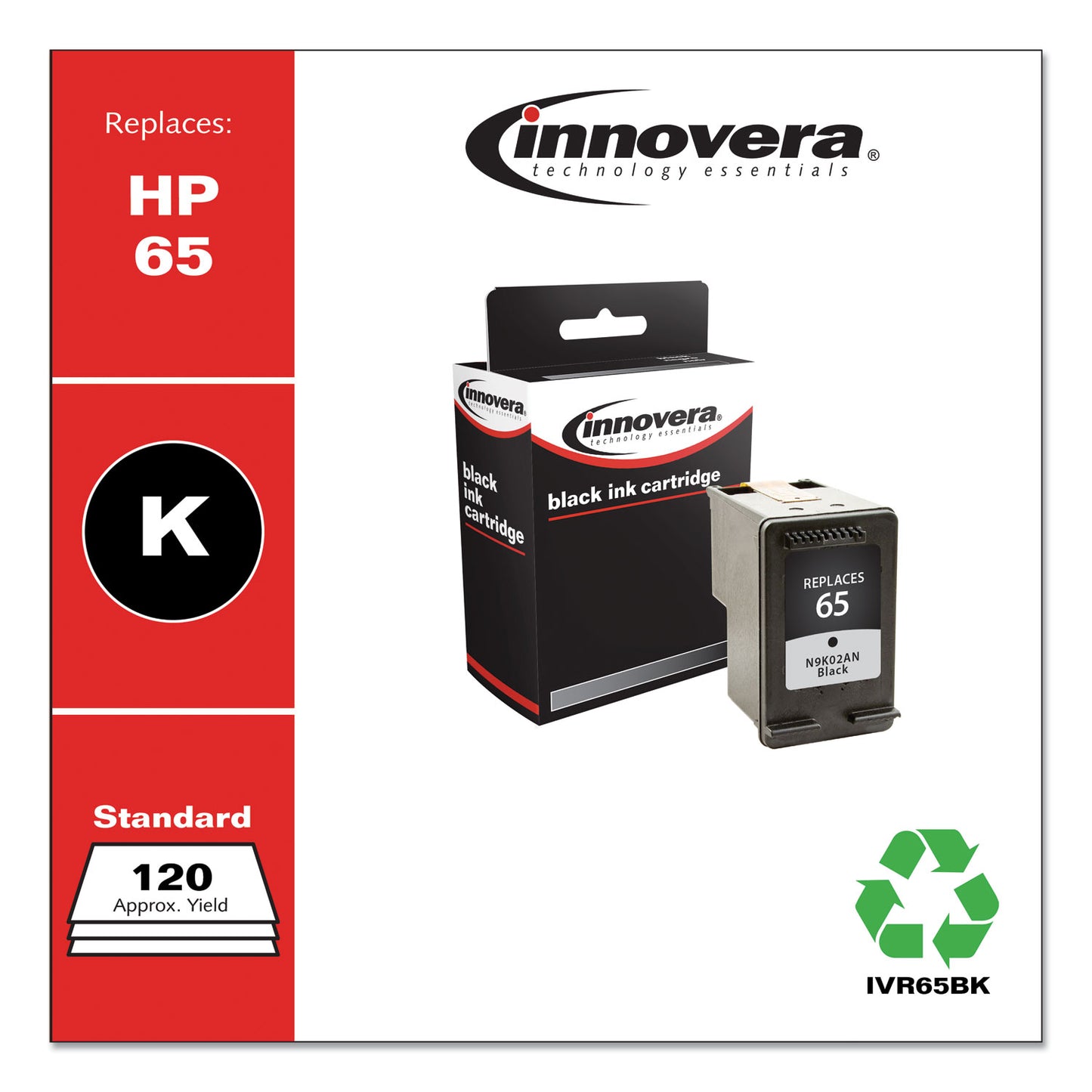 Remanufactured Black Ink, Replacement for 65 (N9K02AN), 120 Page-Yield