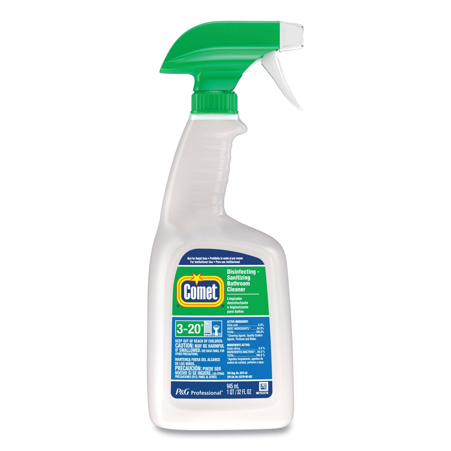 Disinfecting-Sanitizing Bathroom Cleaner, Citrus Scent, 32 oz Trigger Spray Bottle