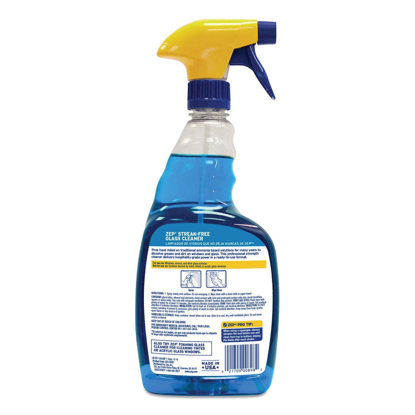 Streak-Free Glass Cleaner, 32 oz Spray Bottle