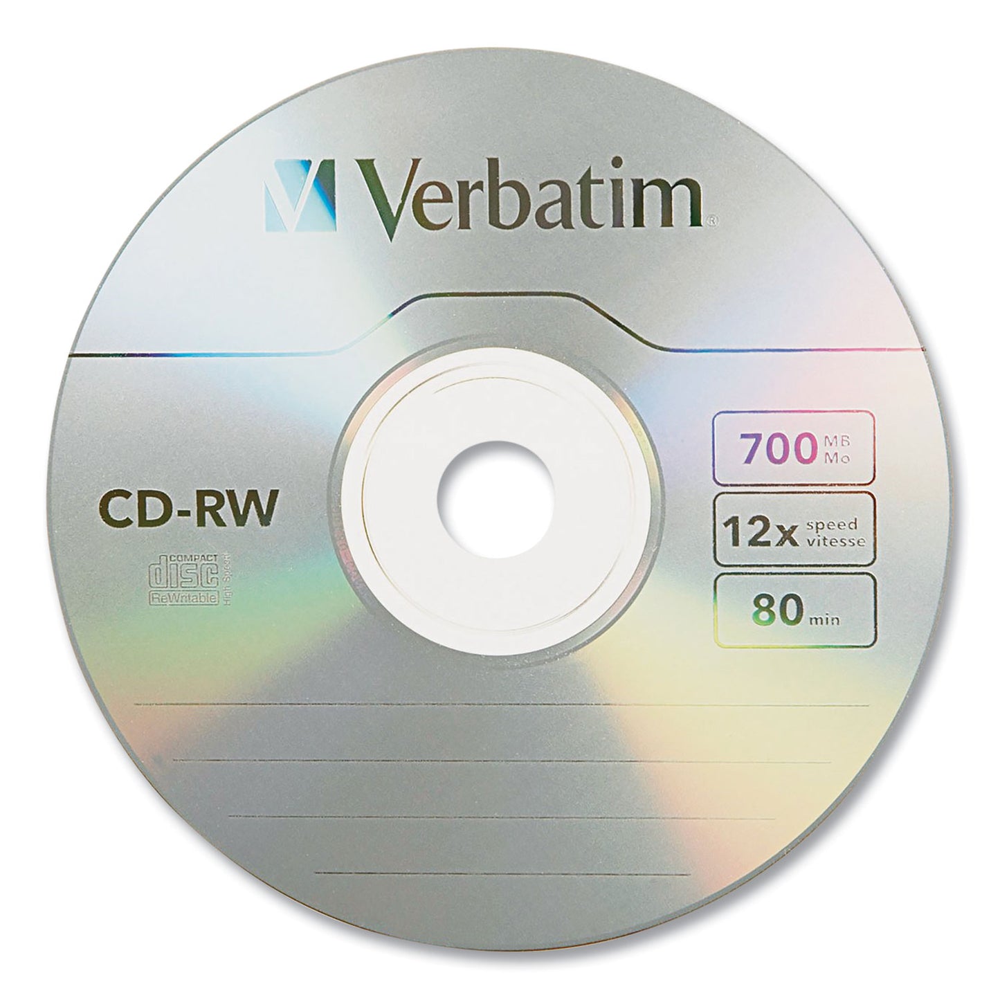 Cd-Rw Rewritable Disc, 700 Mb/80 Min, 12x, Spindle, Silver, 25/pack