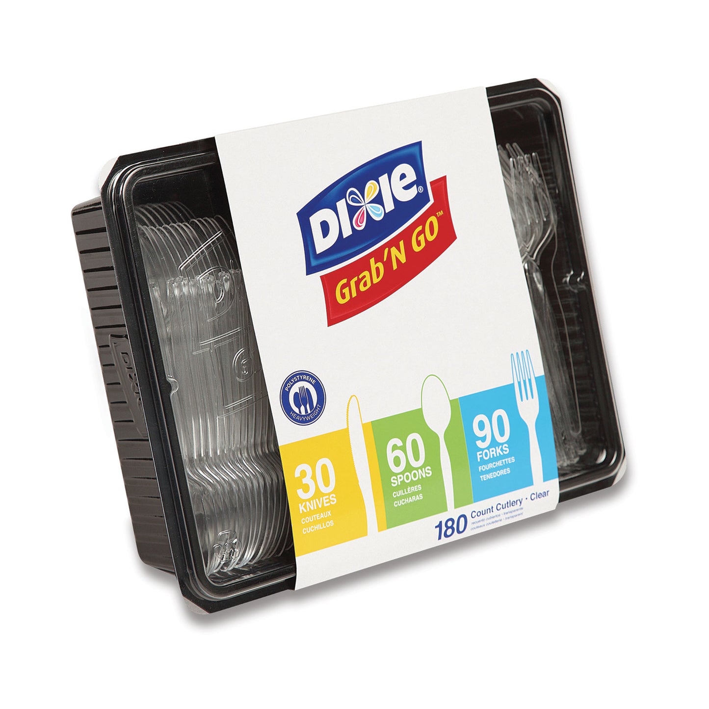 Combo Pack, Tray with Clear Plastic Utensils, Heavyweight, (90) Forks/(30) Knives/(60) Spoons, Plastic, Clear, 1,800/Carton