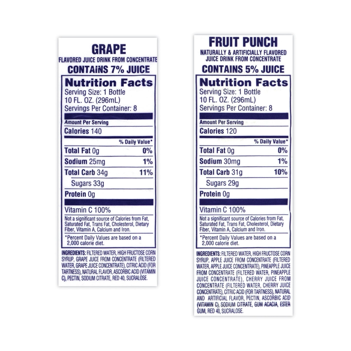 Fruit Juice Variety Pack, Fruit Punch, Grape, and Orange Pineapple, 10 oz Bottles, 24/Carton