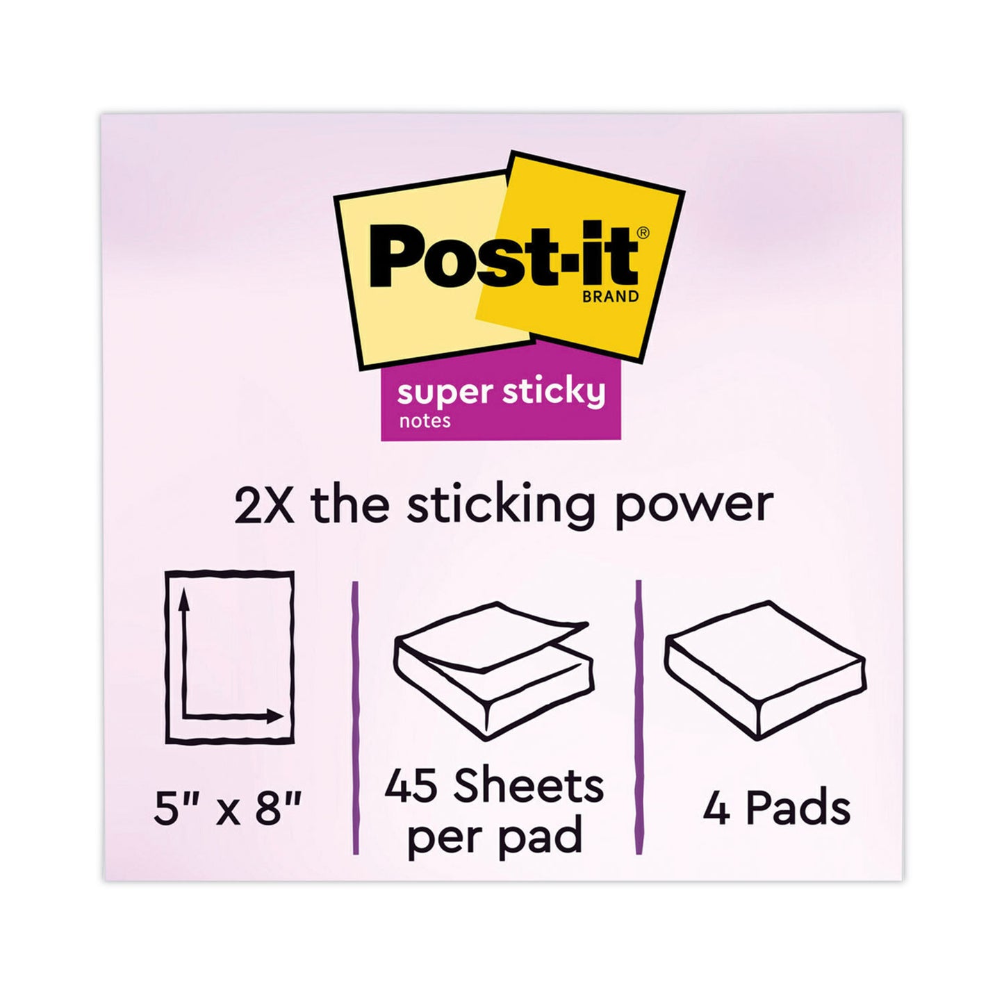 Pads in Energy Boost Collection Colors, Note Ruled, 5" x 8", 45 Sheets/Pad, 4 Pads/Pack