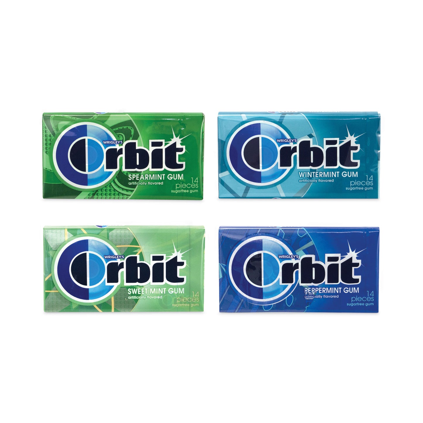 Sugar-Free Chewing Gum Variety Box, Four Mint Flavors, 14 Pieces/Pack, 18 Packs/Carton