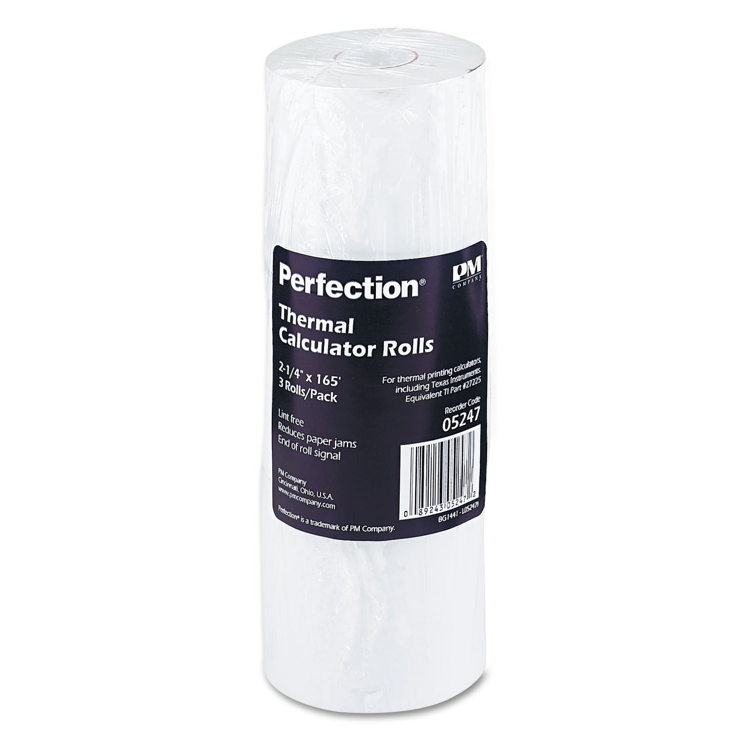 Direct Thermal Printing Thermal Paper Rolls, 2.25" X 165 Ft, White, 3/pack