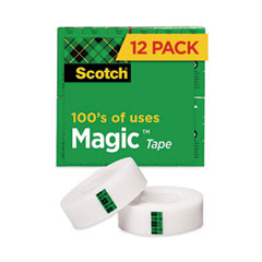 Magic Tape Value Pack, 1" Core, 0.75" X 83.33 Ft, Clear, 12/pack