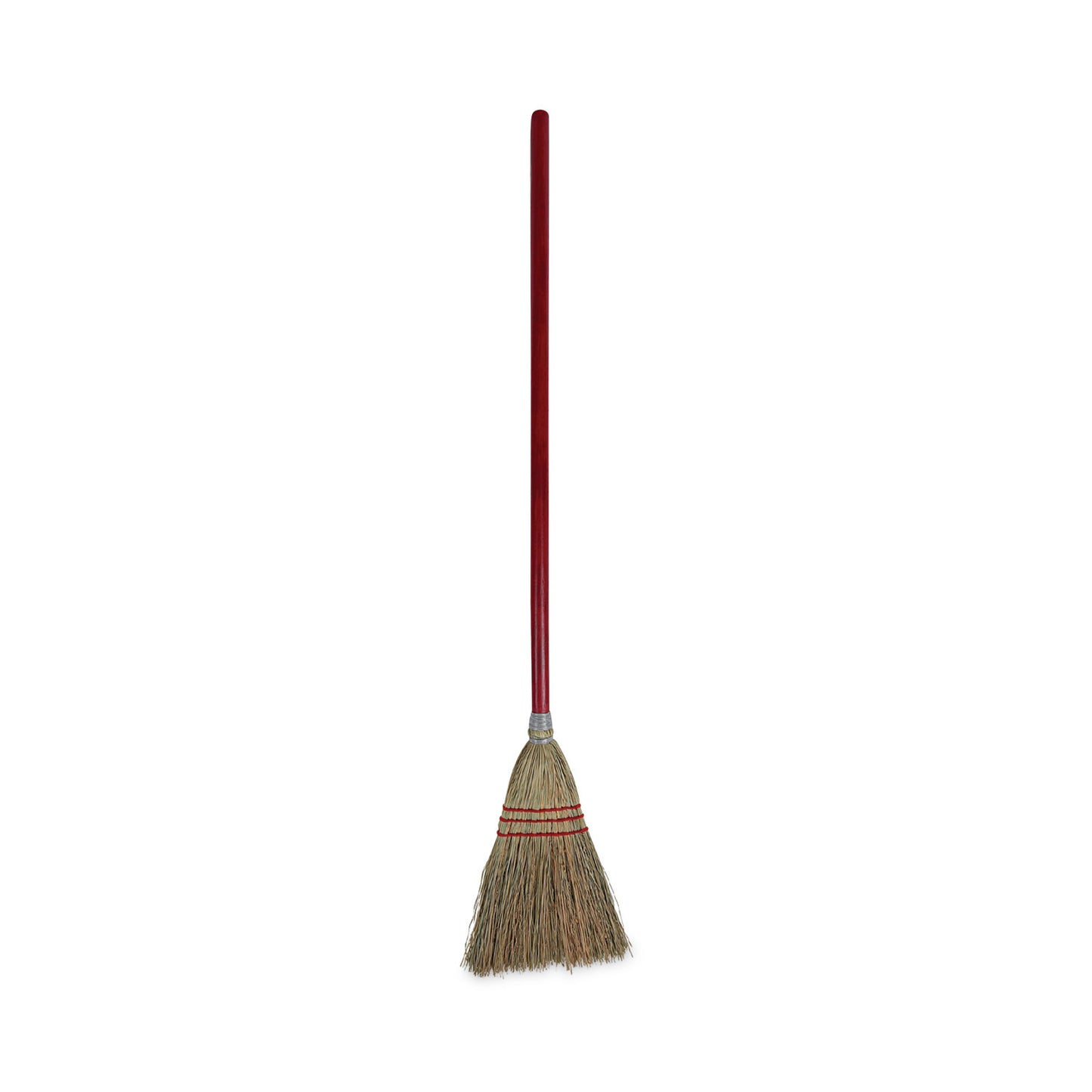 Corn Fiber Lobby/toy Broom, Corn Fiber Bristles, 39" Overall Length, Red