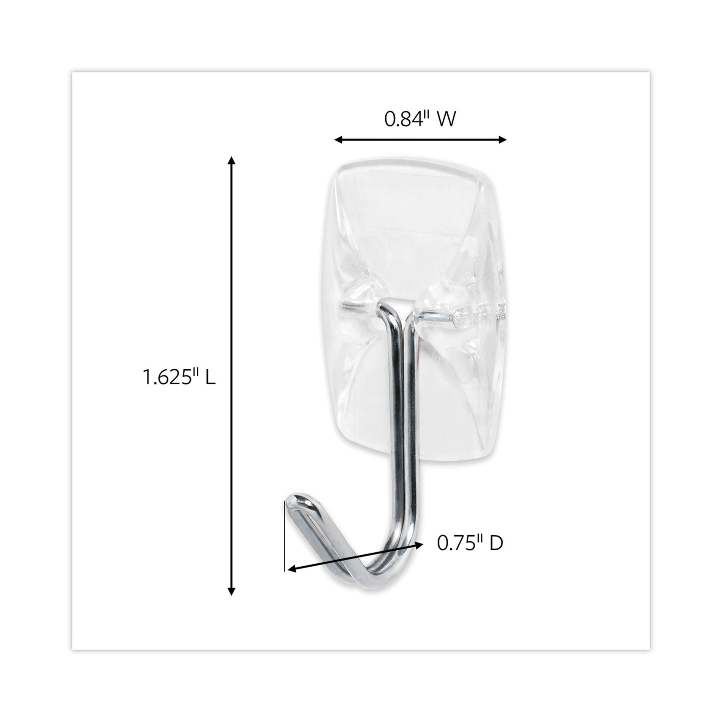 Small Clear Toggle-Wire Hooks, Metal Wire, Silver/Clear, Supports 0.5 lb, 40/Pack