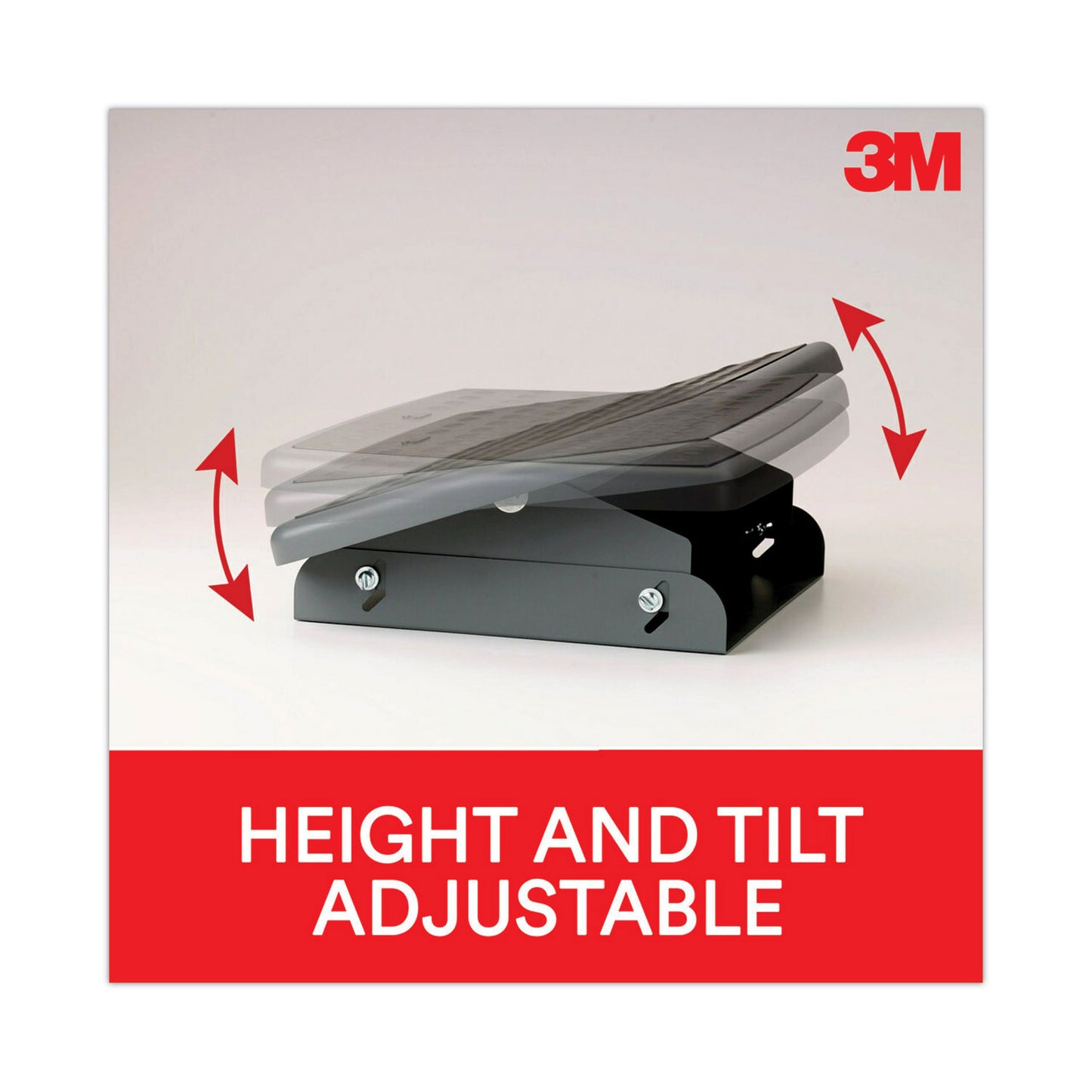 Adjustable Steel Footrest, Nonslip Surface, 22w x 14d x 4 to 4.75h, Black/Charcoal