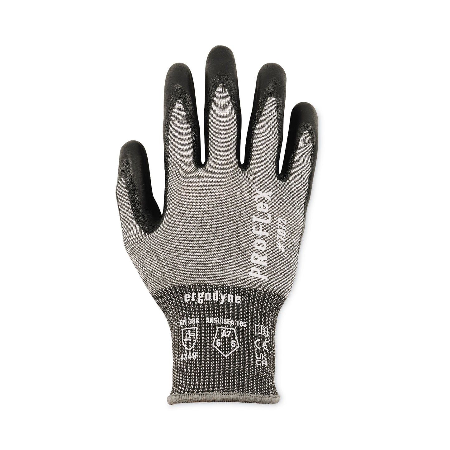 ProFlex 7072 ANSI A7 Nitrile-Coated CR Gloves, EN388: 4X44F, 9" Long, X-Large, Gray, Pair
