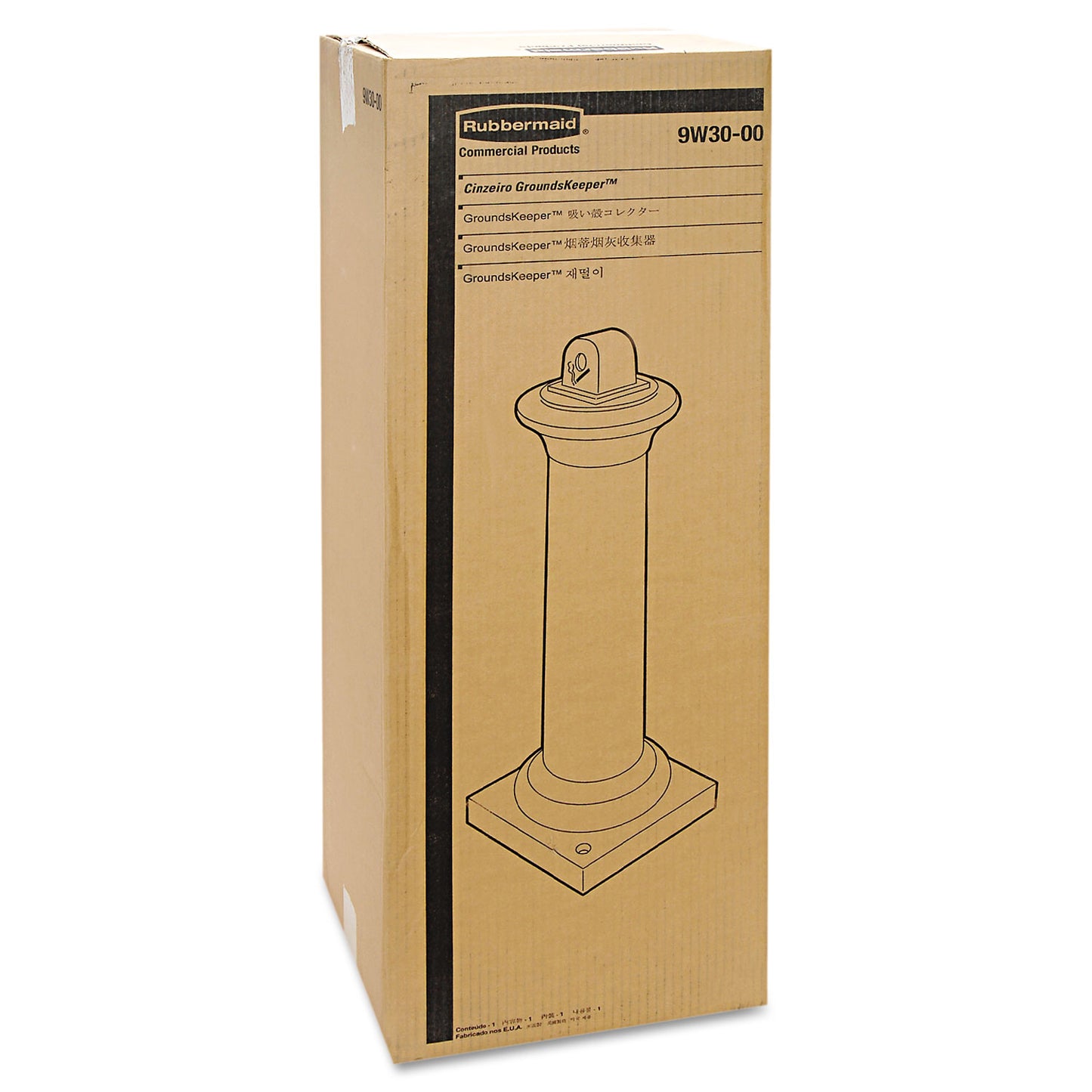 GroundsKeeper Tuscan Receptacle, 22.05 gal, 13 dia x 38.38h, Black