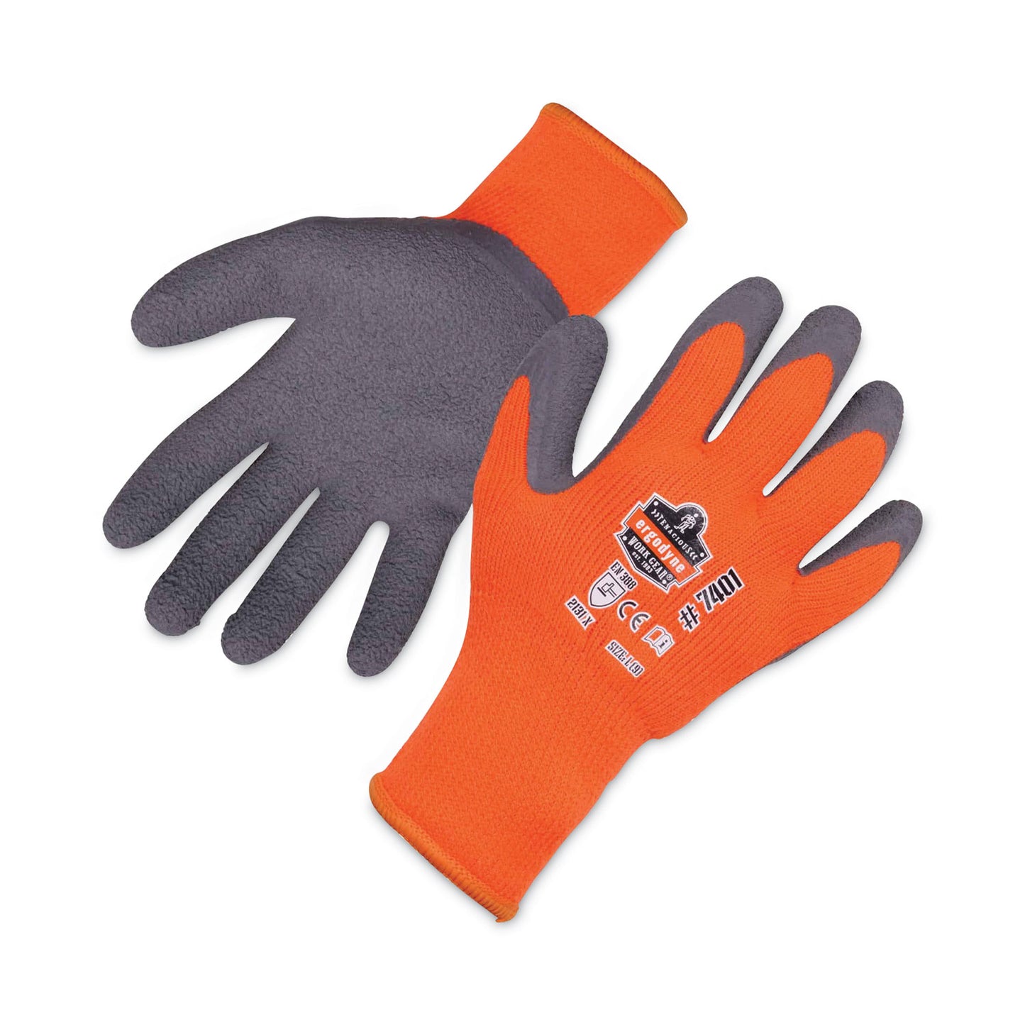 ProFlex 7401-CASE Coated Lightweight Winter Gloves, EN388: 2131X, 9" Long, XX-Large, Orange, Pair