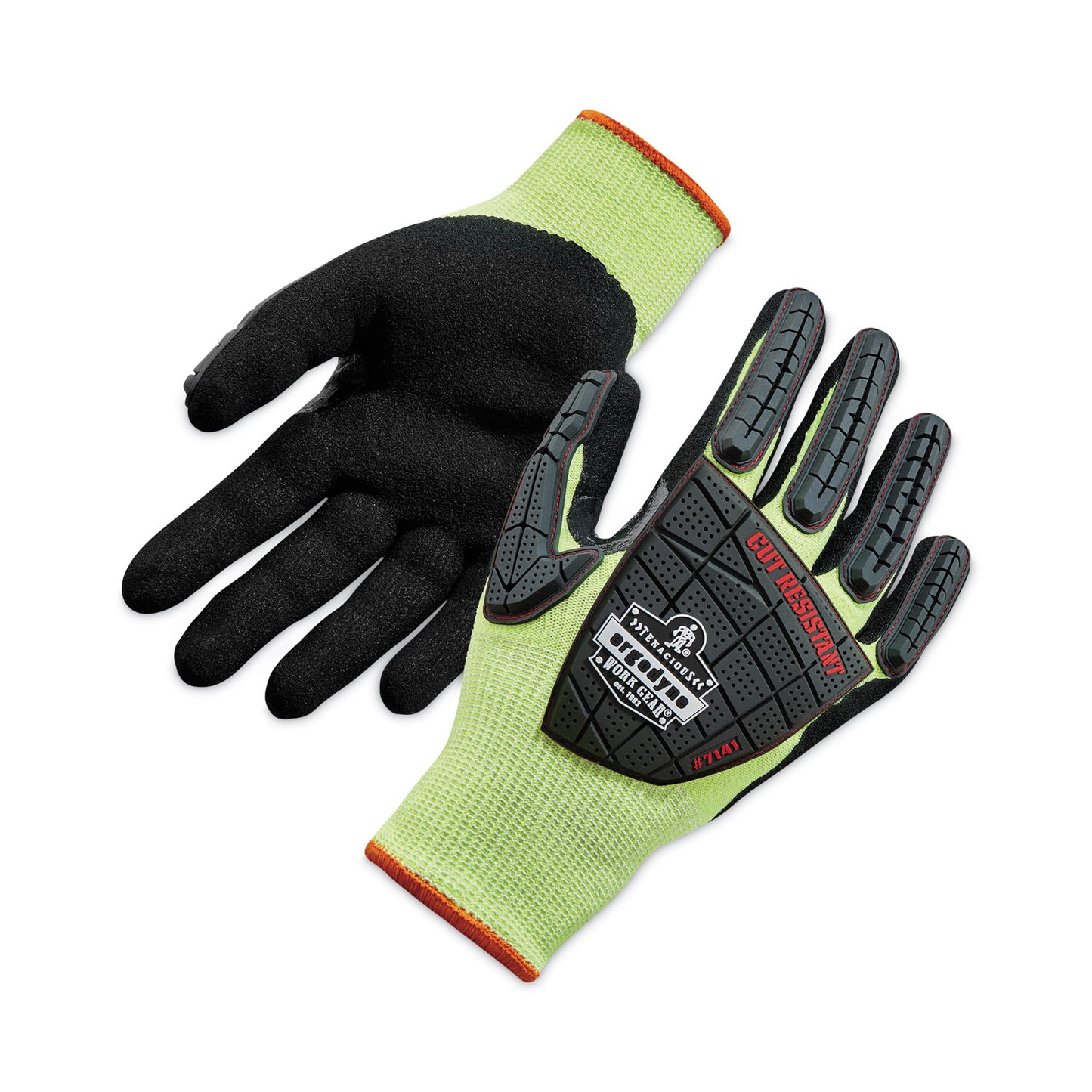 ProFlex 7141 ANSI A4 DIR Nitrile-Coated CR Gloves, EN388: 4X42DP, 9" Long, XX-Large, Lime, 72 Pairs/Carton