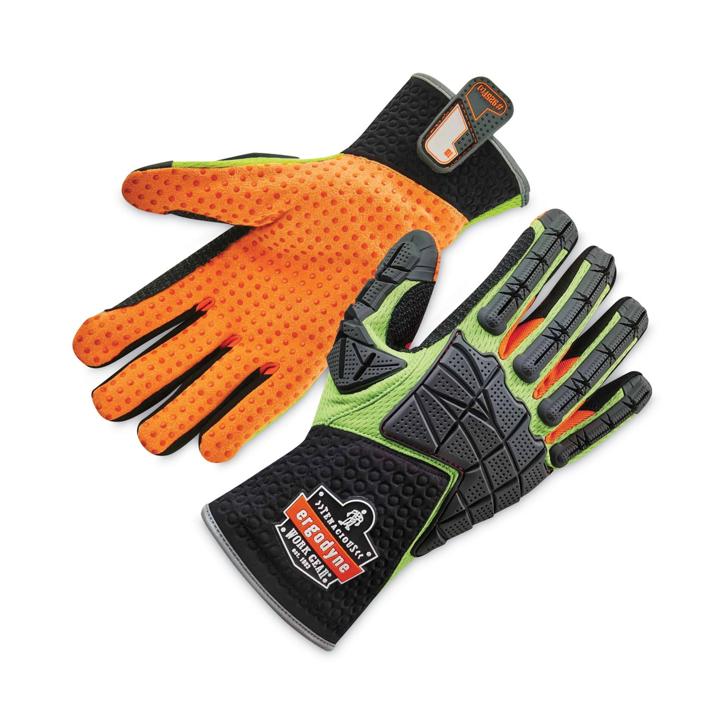 ProFlex 925F(x) Standard Dorsal Impact-Reducing Gloves, EN388: 4121XP, Medium, Black/Lime, Pair