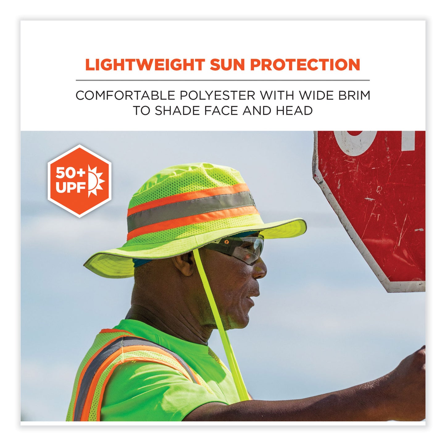 GloWear 8935 Hi-Vis Ranger Sun Hat, Polyester, Large/X-Large, Lime