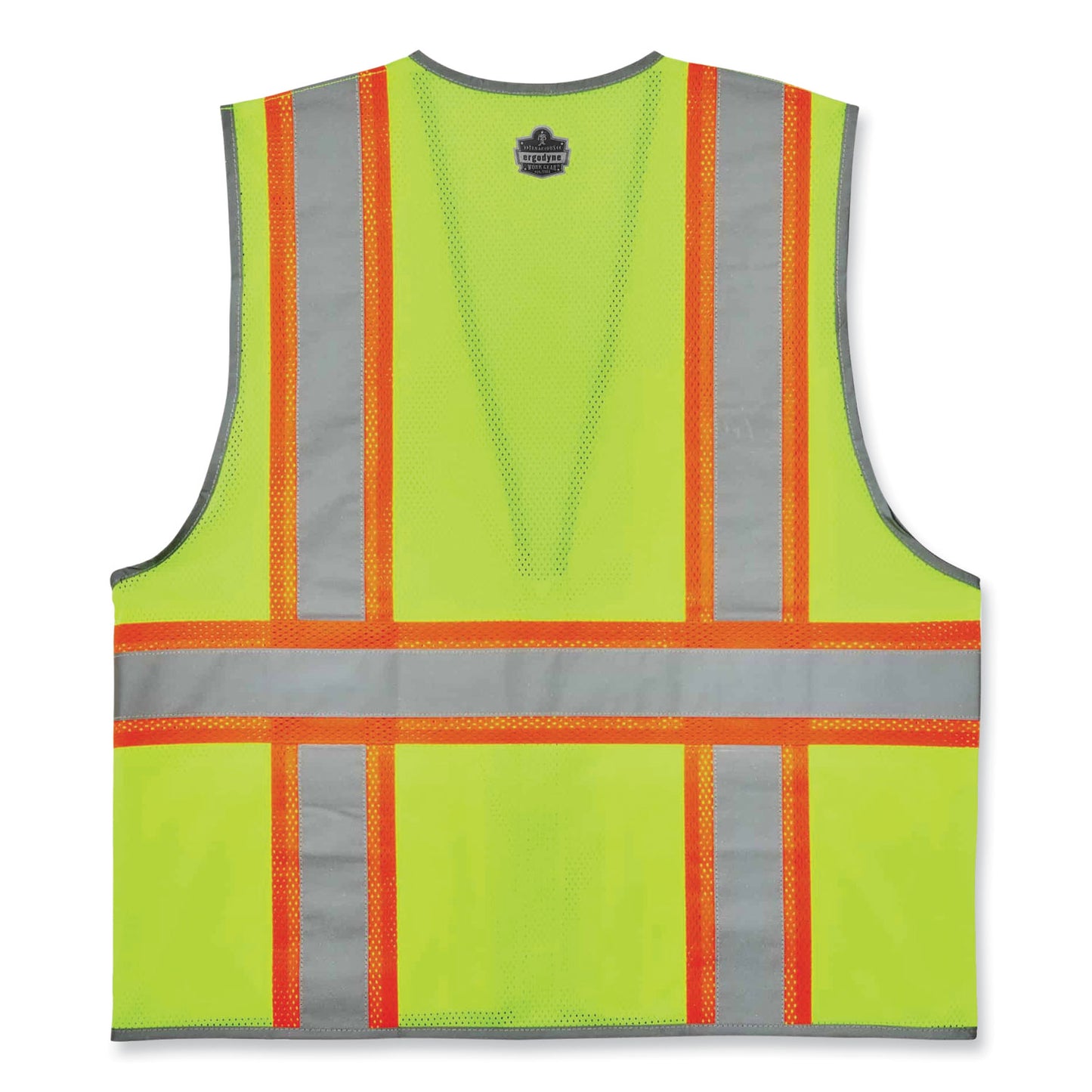 GloWear 8246Z Class 2 Two-Tone Mesh Reflective Binding Zipper Vest, Polyester, Large/X-Large, Lime