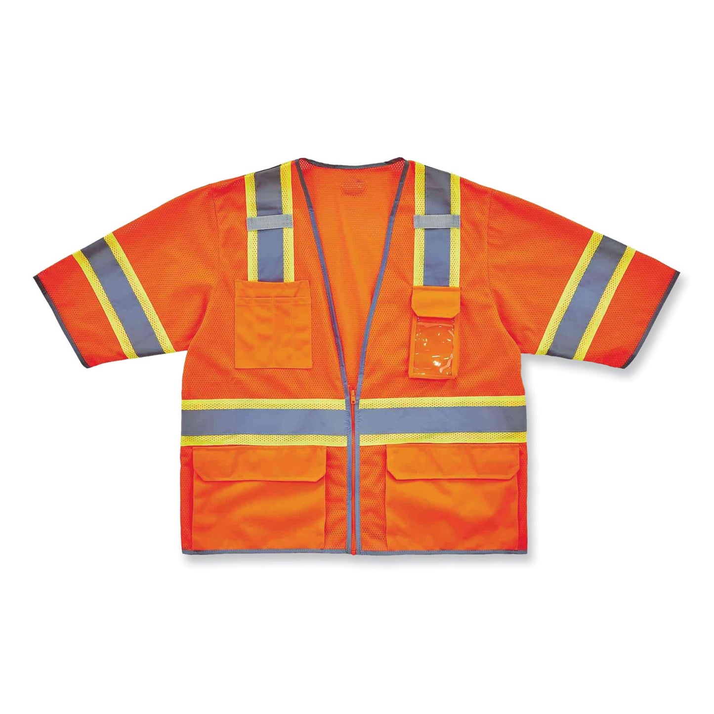 GloWear 8346Z Class 3 Two-Tone Hi-Vis Surveyor Zipper Vest, Polyester, 4X-Large/5X-Large, Orange