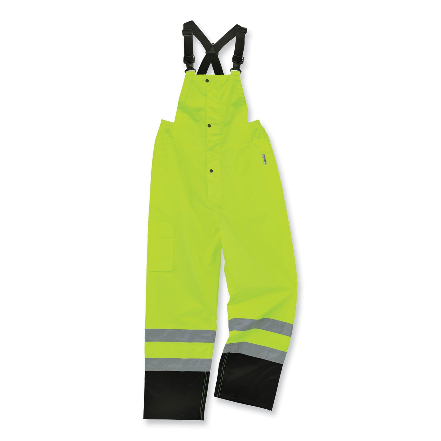 GloWear 8918BK Class E Hi-Vis Rain Bibs Black Bottom, Small, Lime