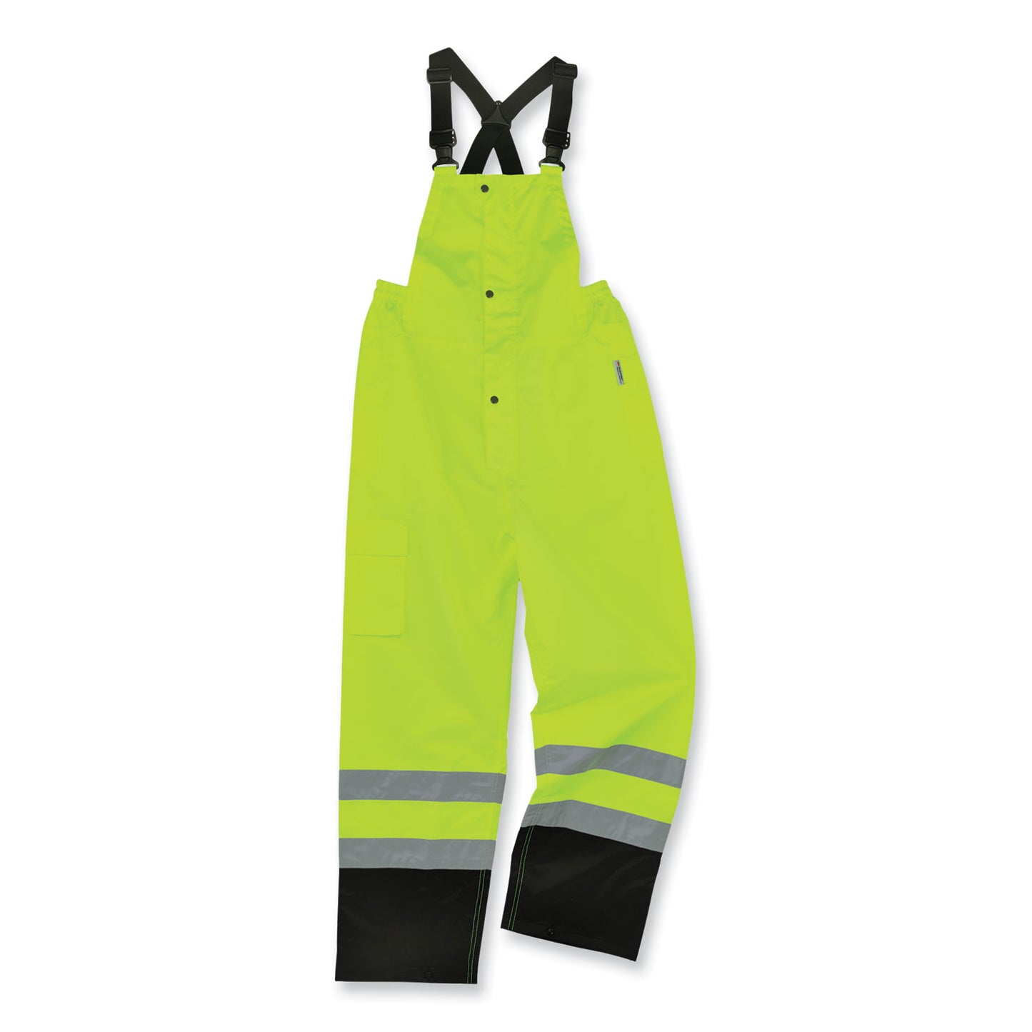 GloWear 8918BK Class E Hi-Vis Rain Bibs Black Bottom, Large, Lime