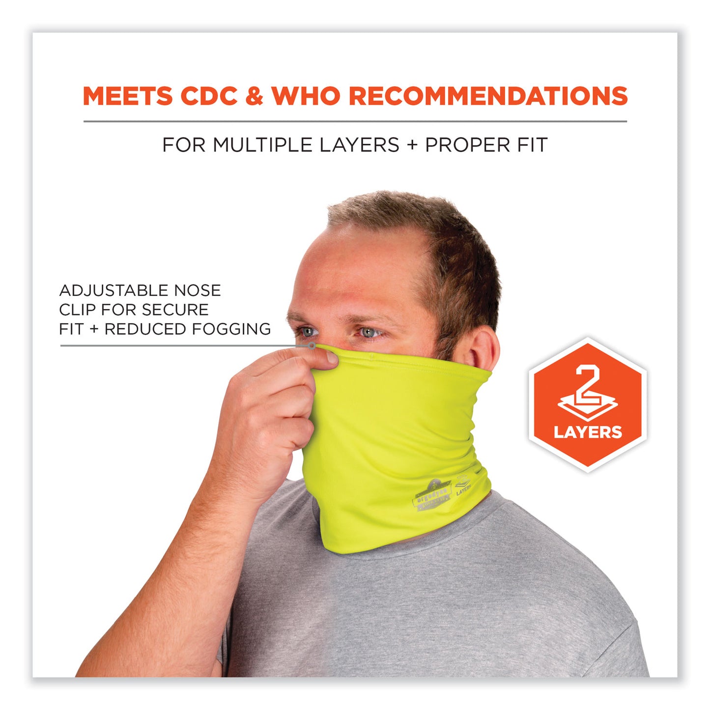 Chill-Its 6489 2-Layer Cooling Performance Knit Multi-Band, Polyester/Spandex, Small/Medium, Hi-Vis Lime