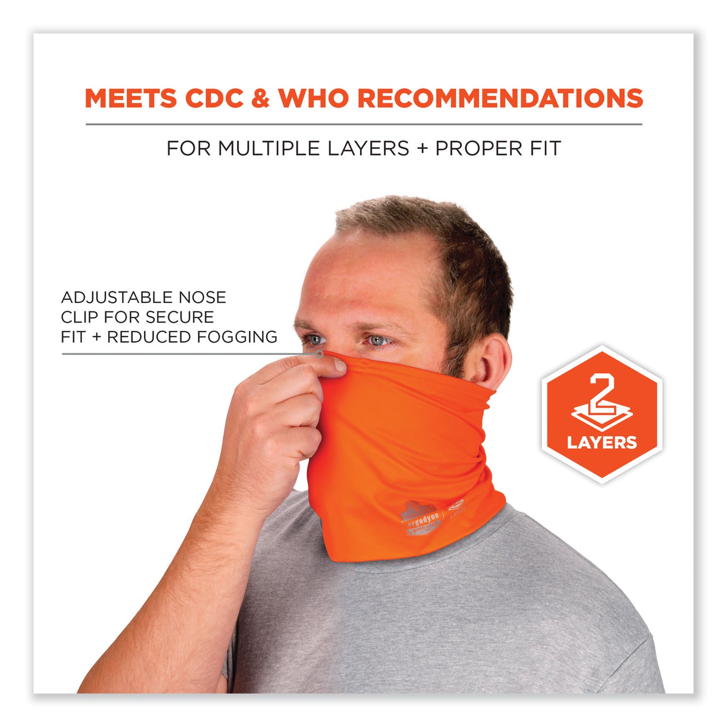 Chill-Its 6489 2-Layer Cooling Performance Knit Multi-Band, Polyester/Spandex, Small/Medium, Hi-Vis Orange