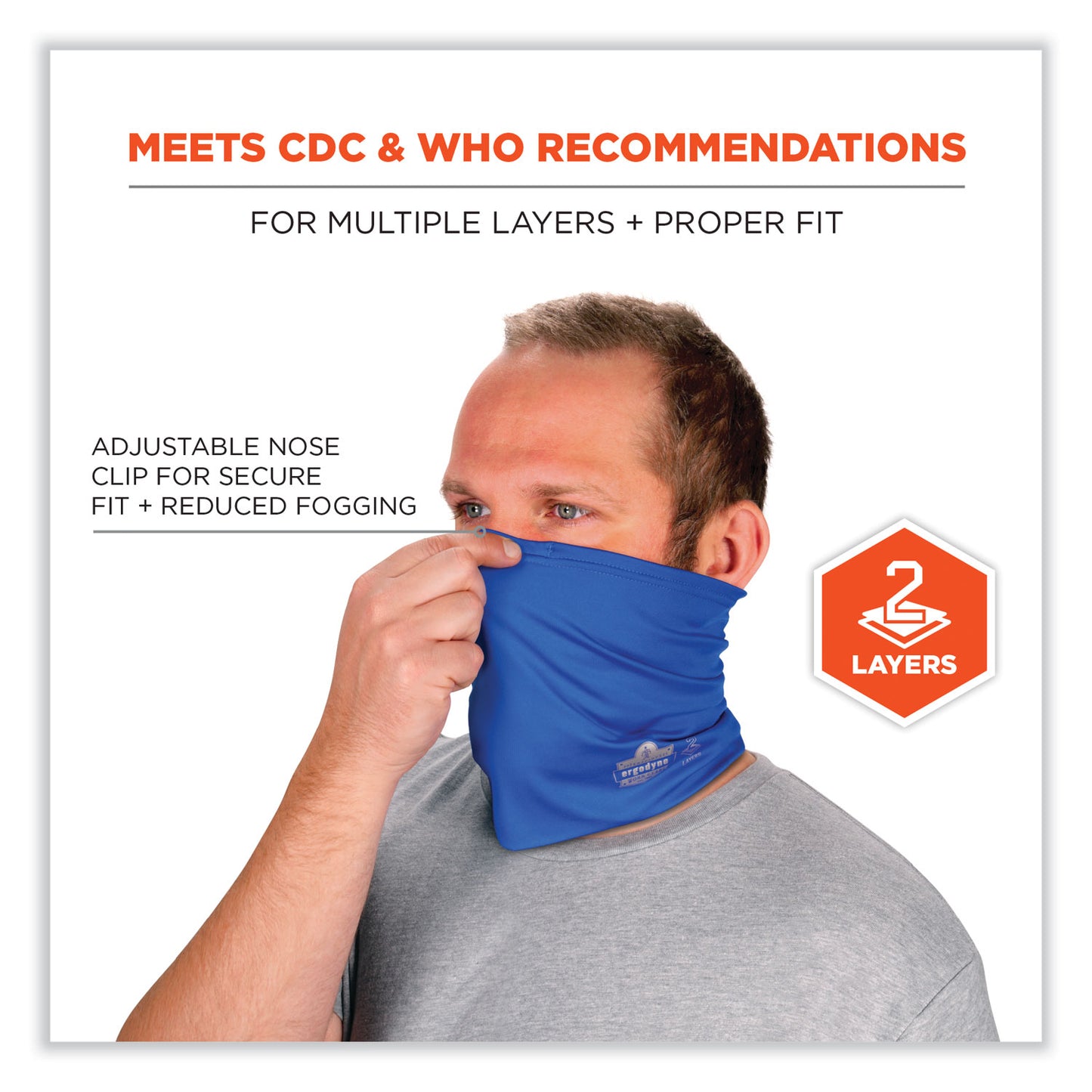 Chill-Its 6489 2-Layer Cooling Performance Knit Multi-Band, Polyester/Spandex, Large/X-Large, Blue
